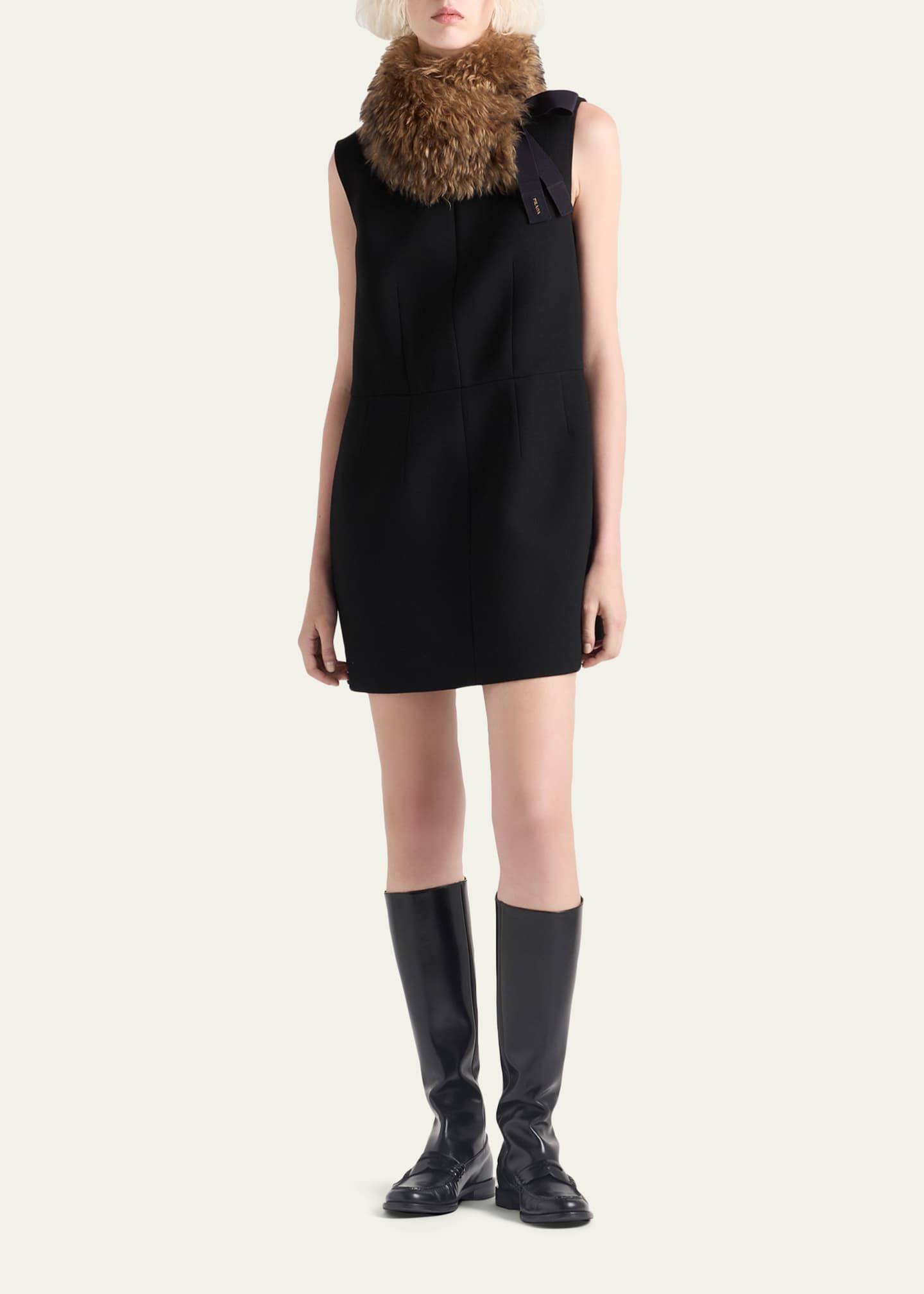 prada wool mini dress Prada Women's Natté Mini-Dress - Black