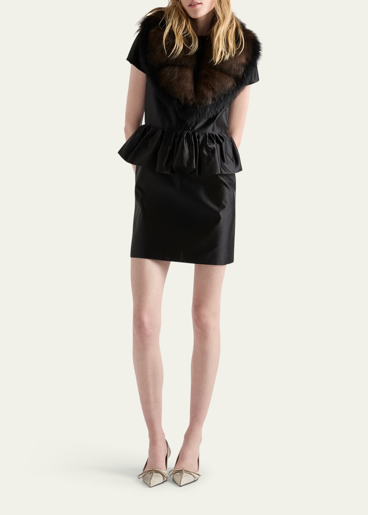 knee length dresses for ladies Jamia Peplum Button-Front Mini Dress main image 0