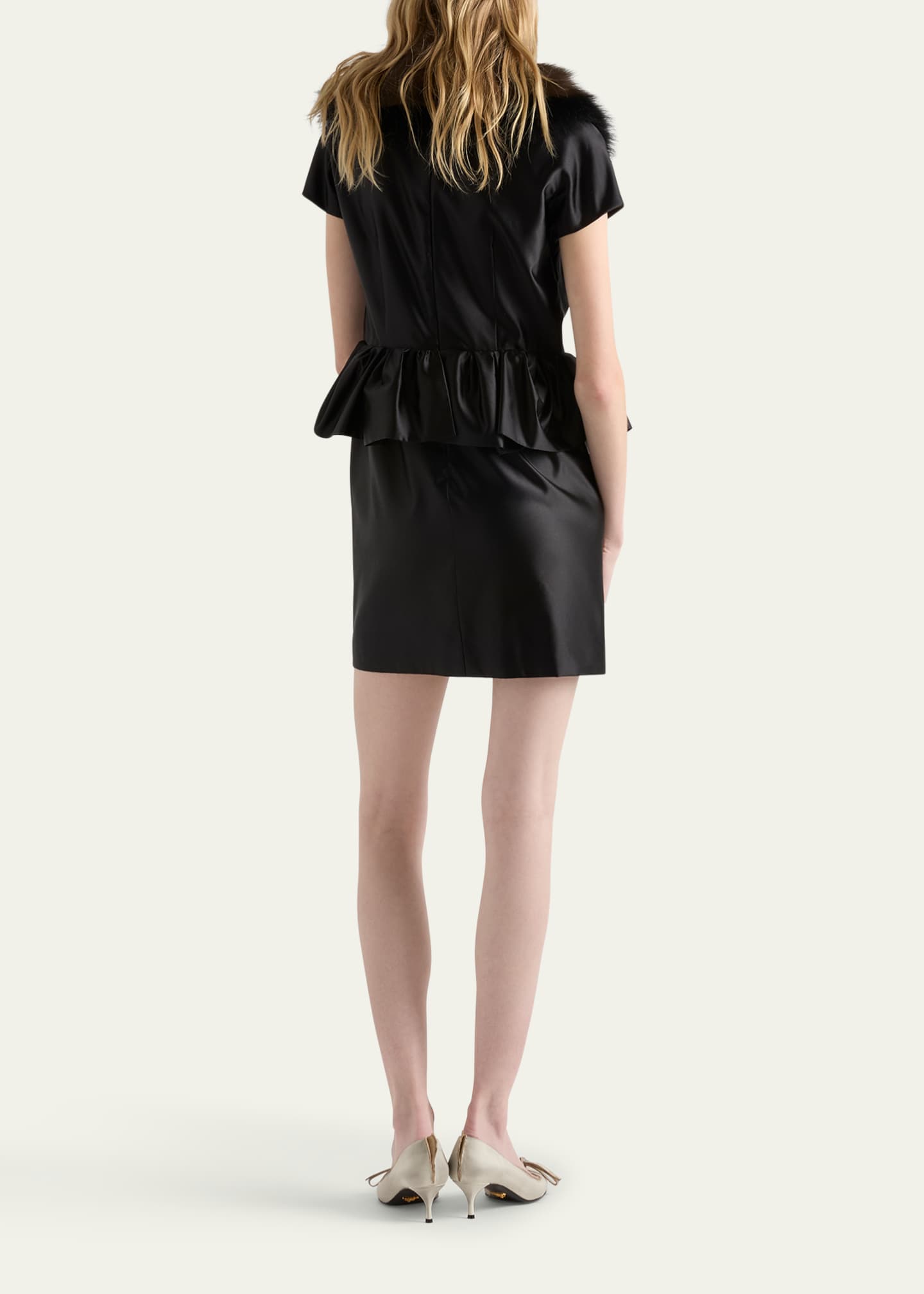 Prada Duchesse Silk Mini-Dress, Woman, Black, Size 38