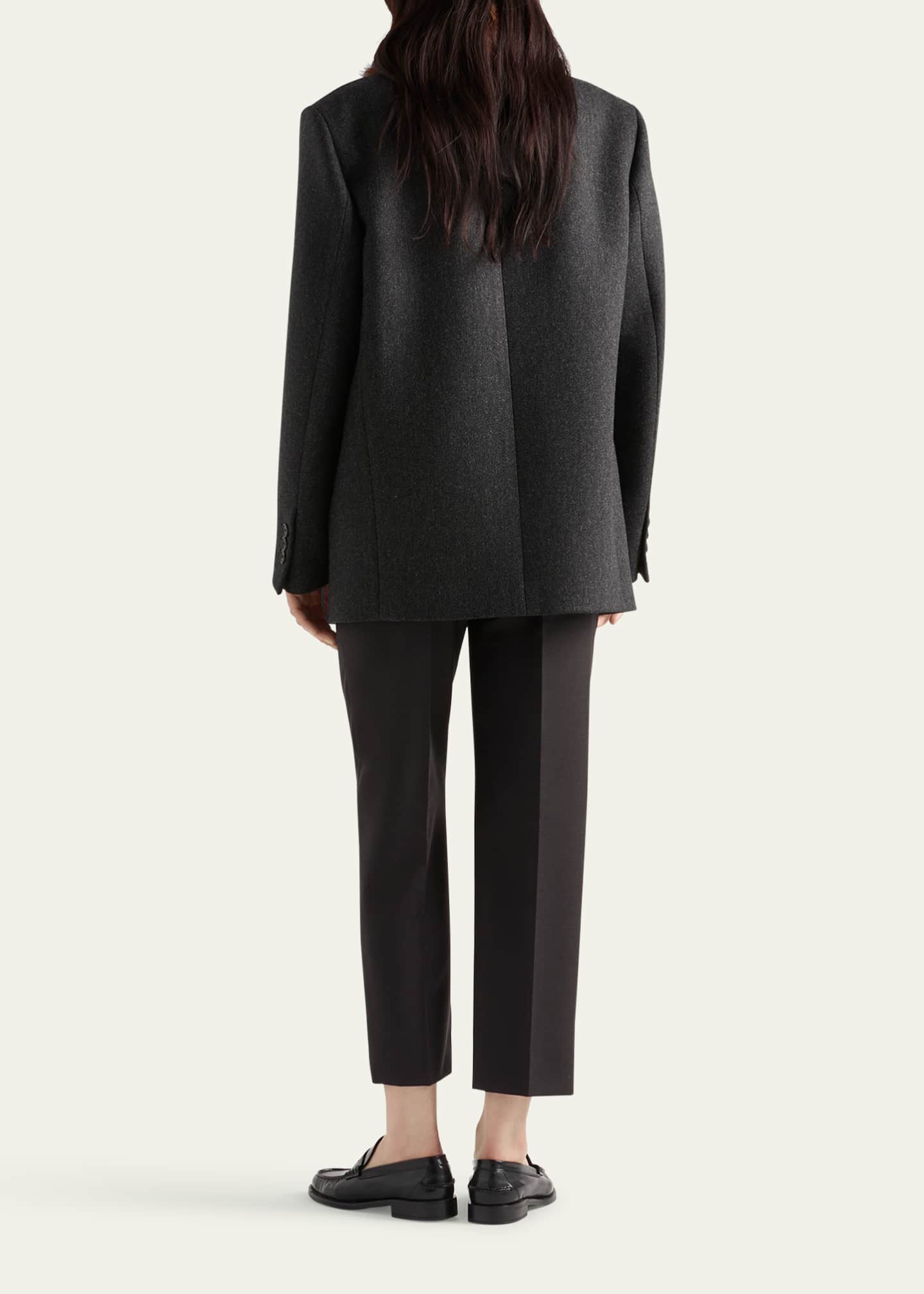 Prada Cropped Wool Check Tailored Pants - Bergdorf Goodman