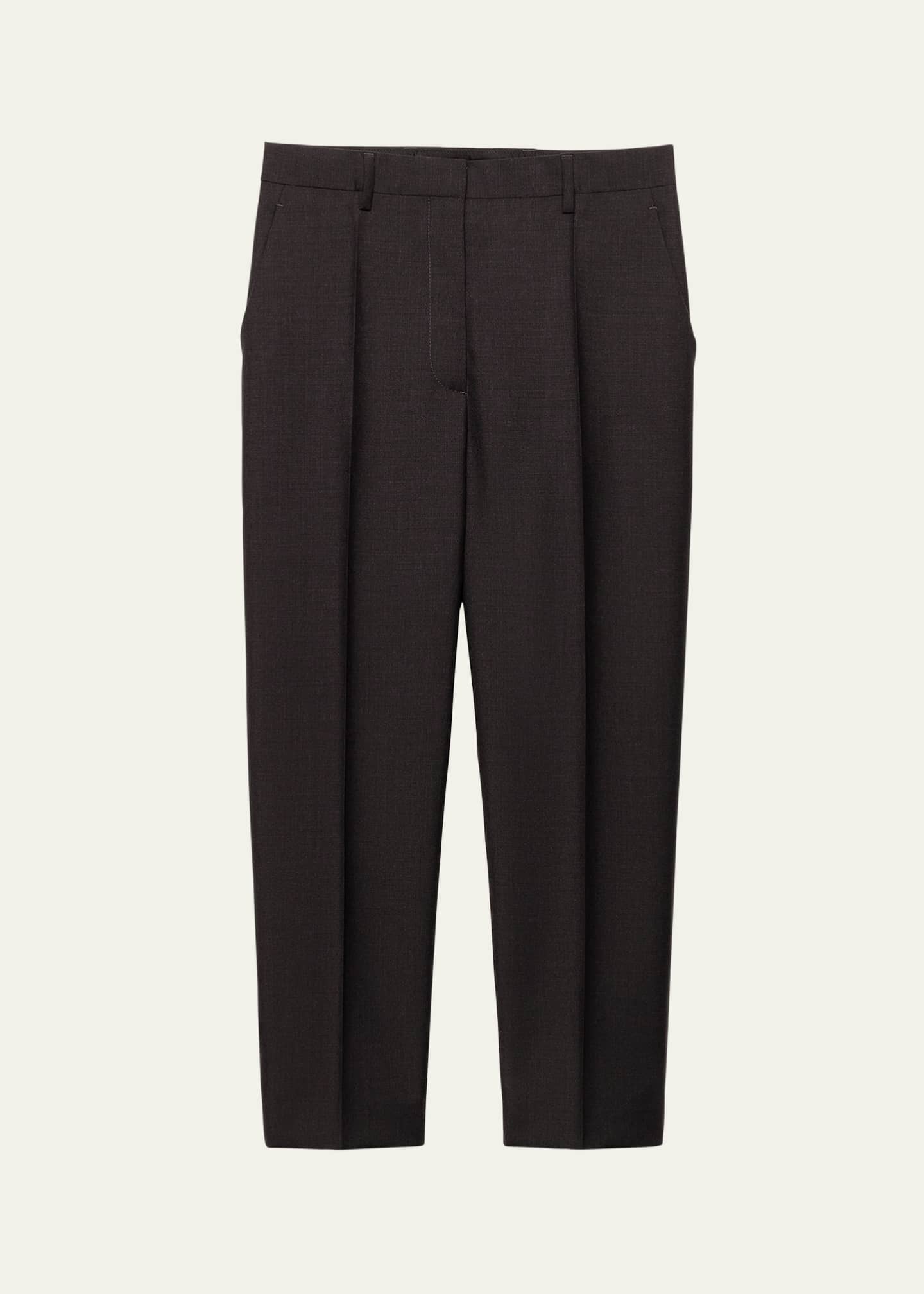 Prada Cropped Wool Check Tailored Pants - Bergdorf Goodman