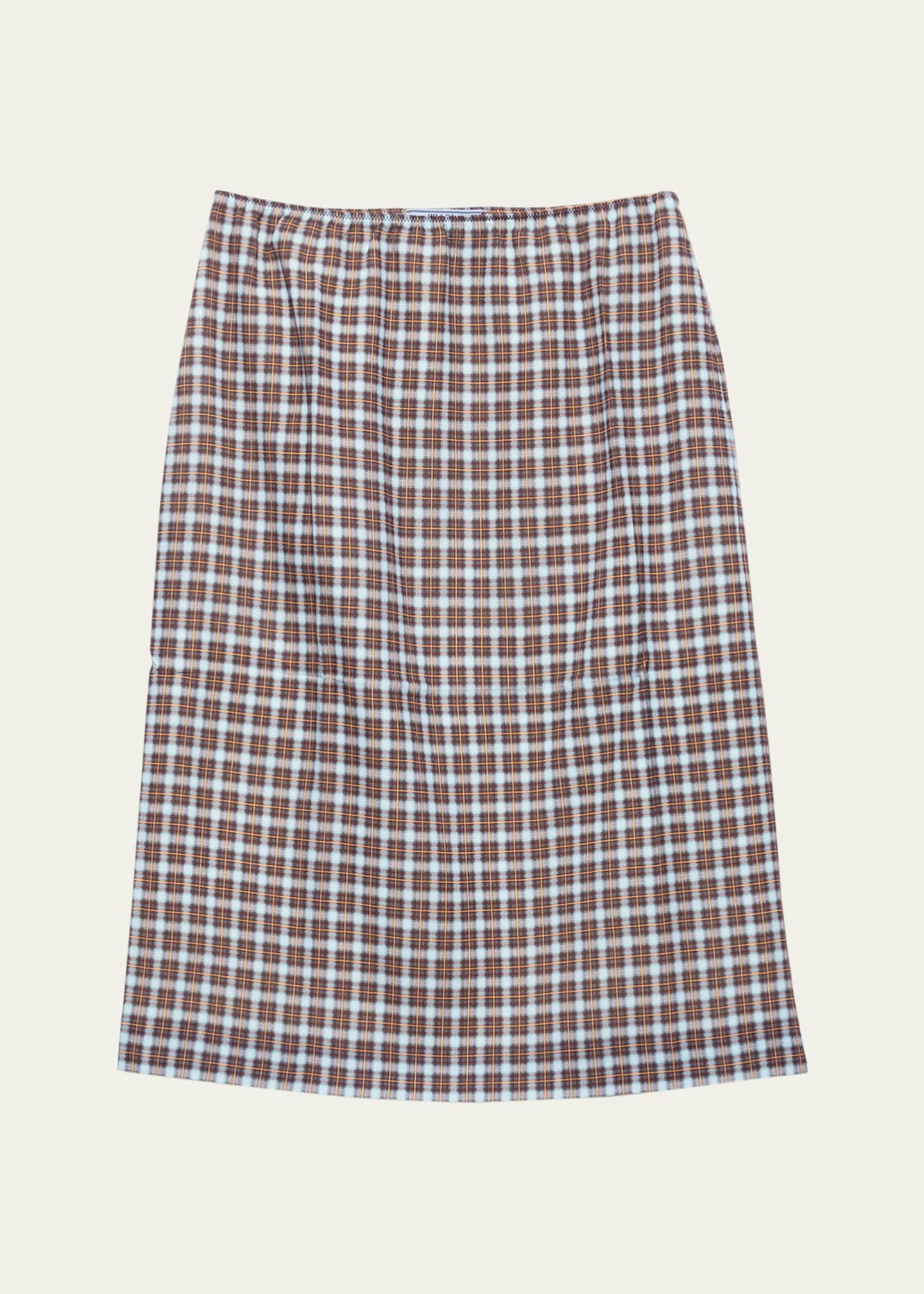 Prada Checked Stretch Georgette Midi Skirt - Bergdorf Goodman
