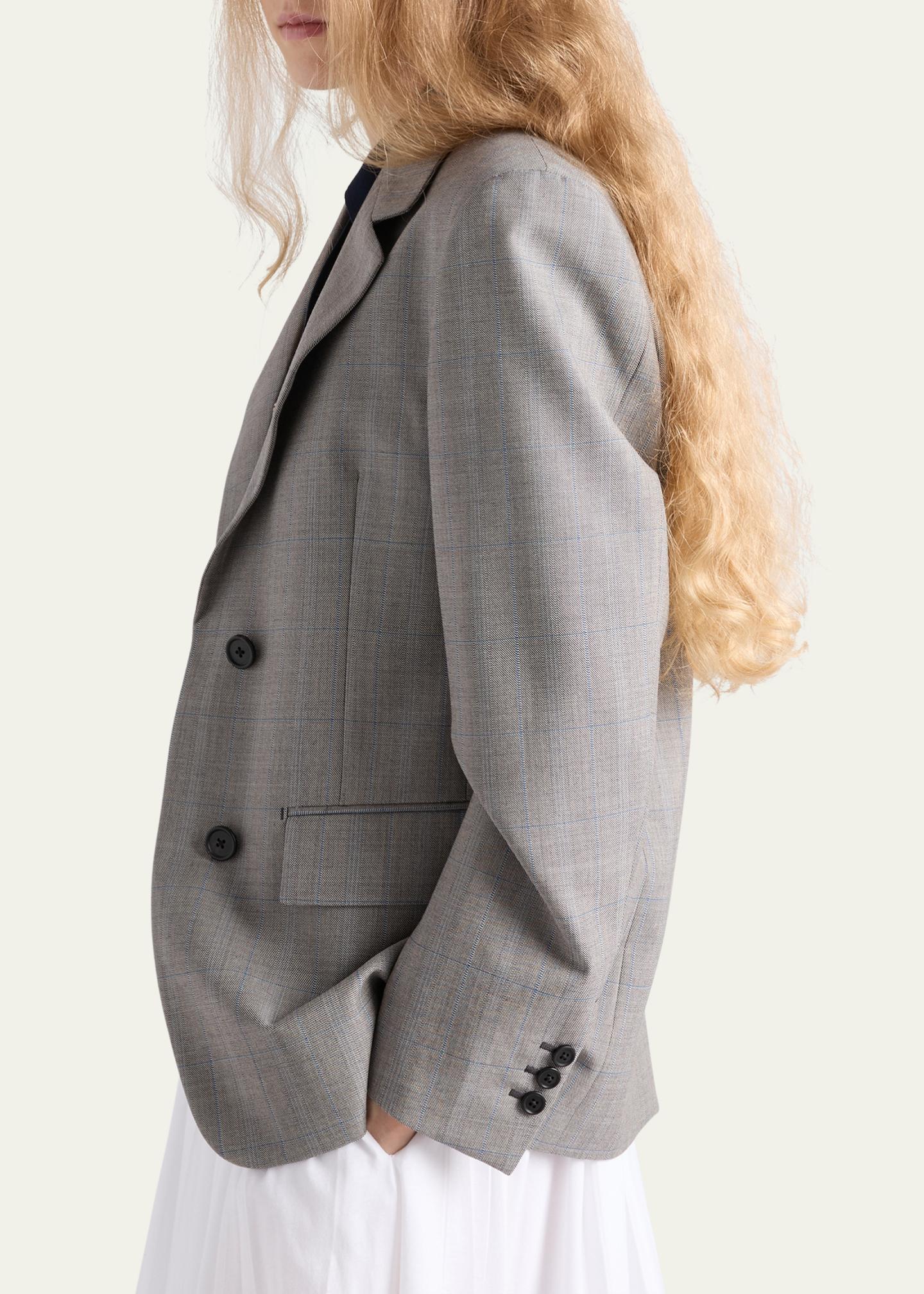 Prada Grisaglia Check Single-Breasted Blazer Jacket - Bergdorf Goodman