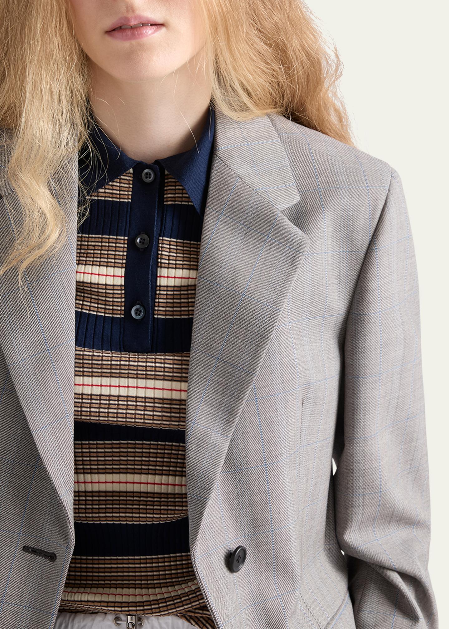 Prada Grisaglia Check Single-Breasted Blazer Jacket - Bergdorf Goodman