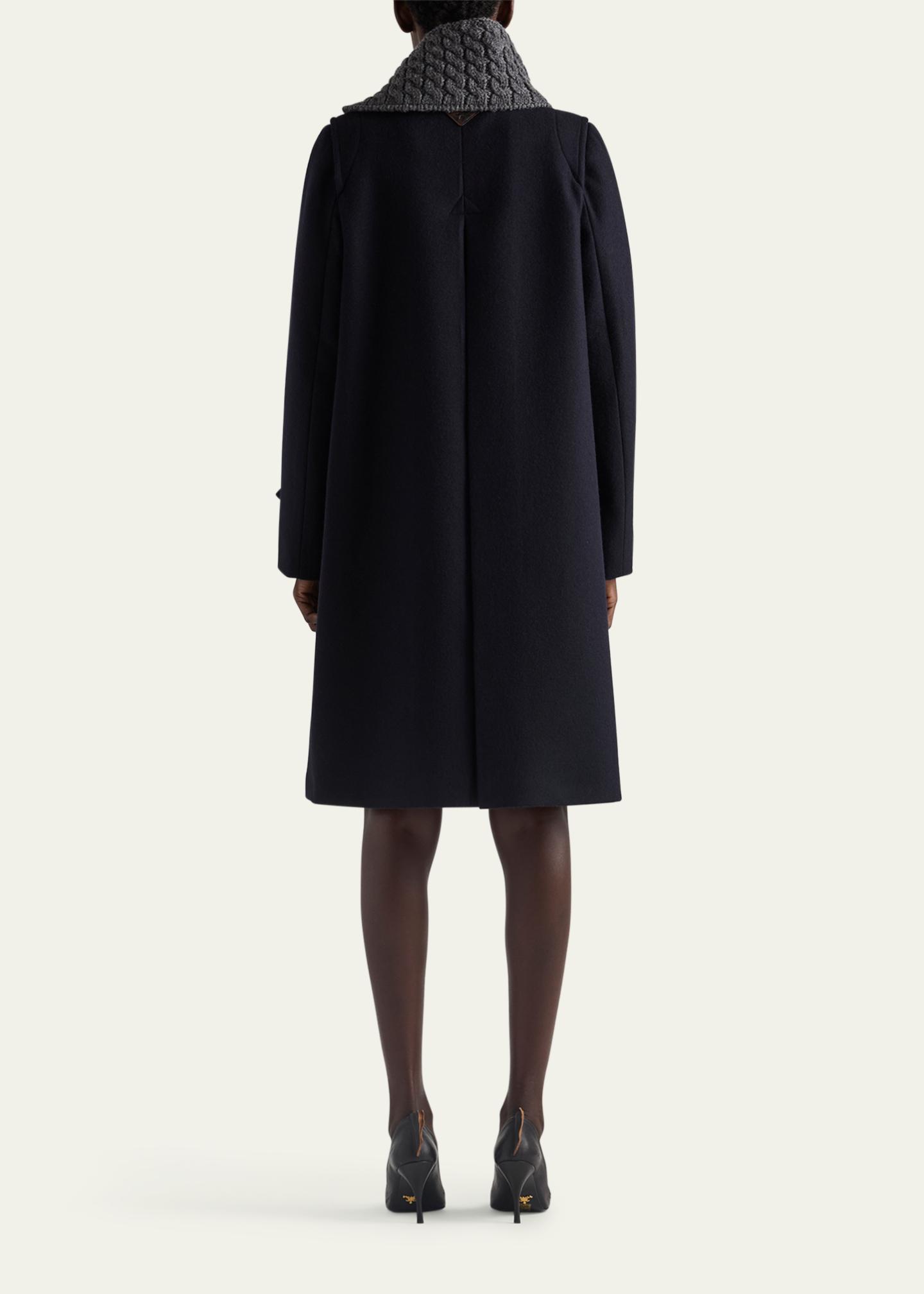Prada Loden Leather-Button SIngle-Breasted Wool Coat - Bergdorf