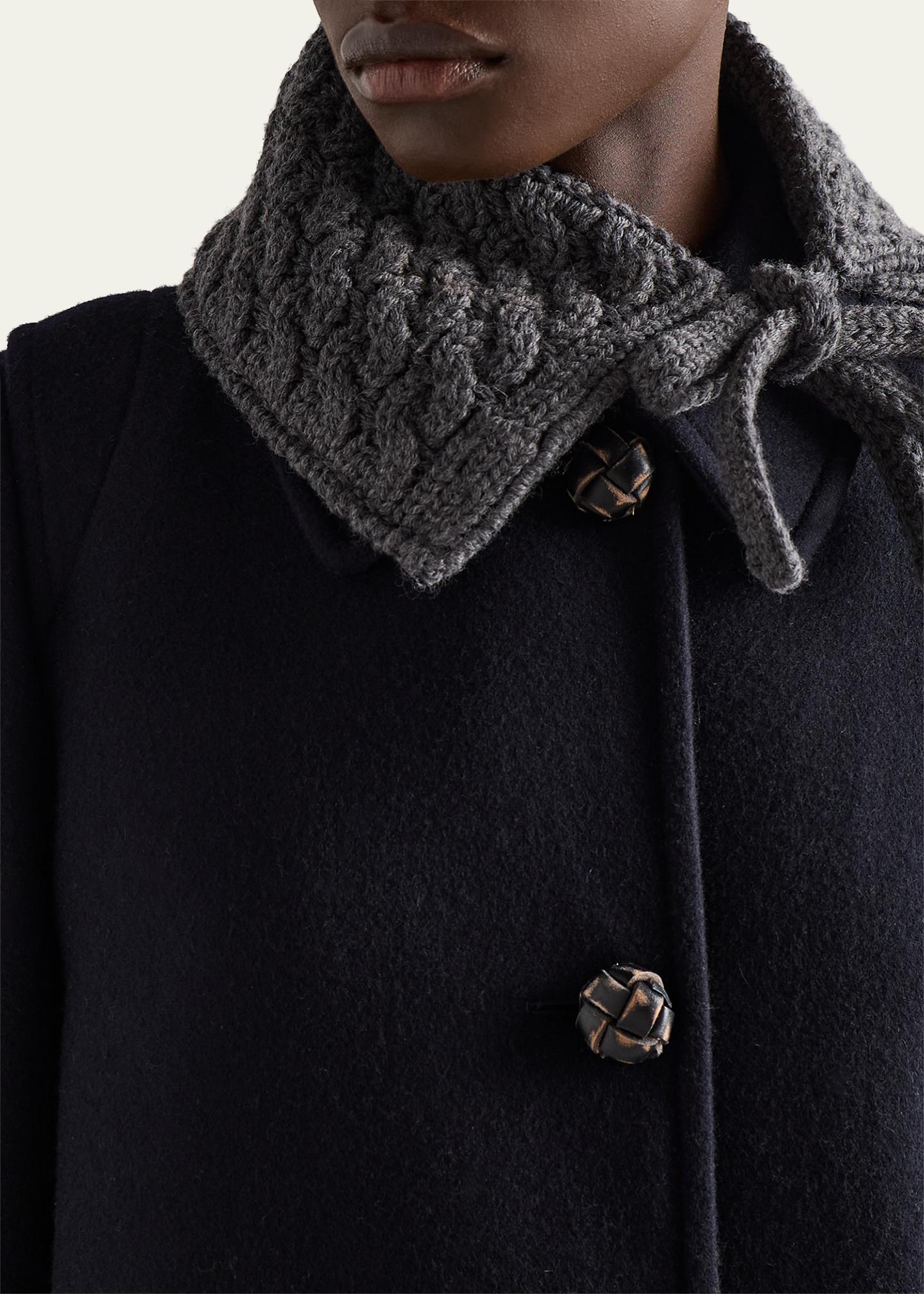 Prada Loden Leather-Button SIngle-Breasted Wool Coat - Bergdorf