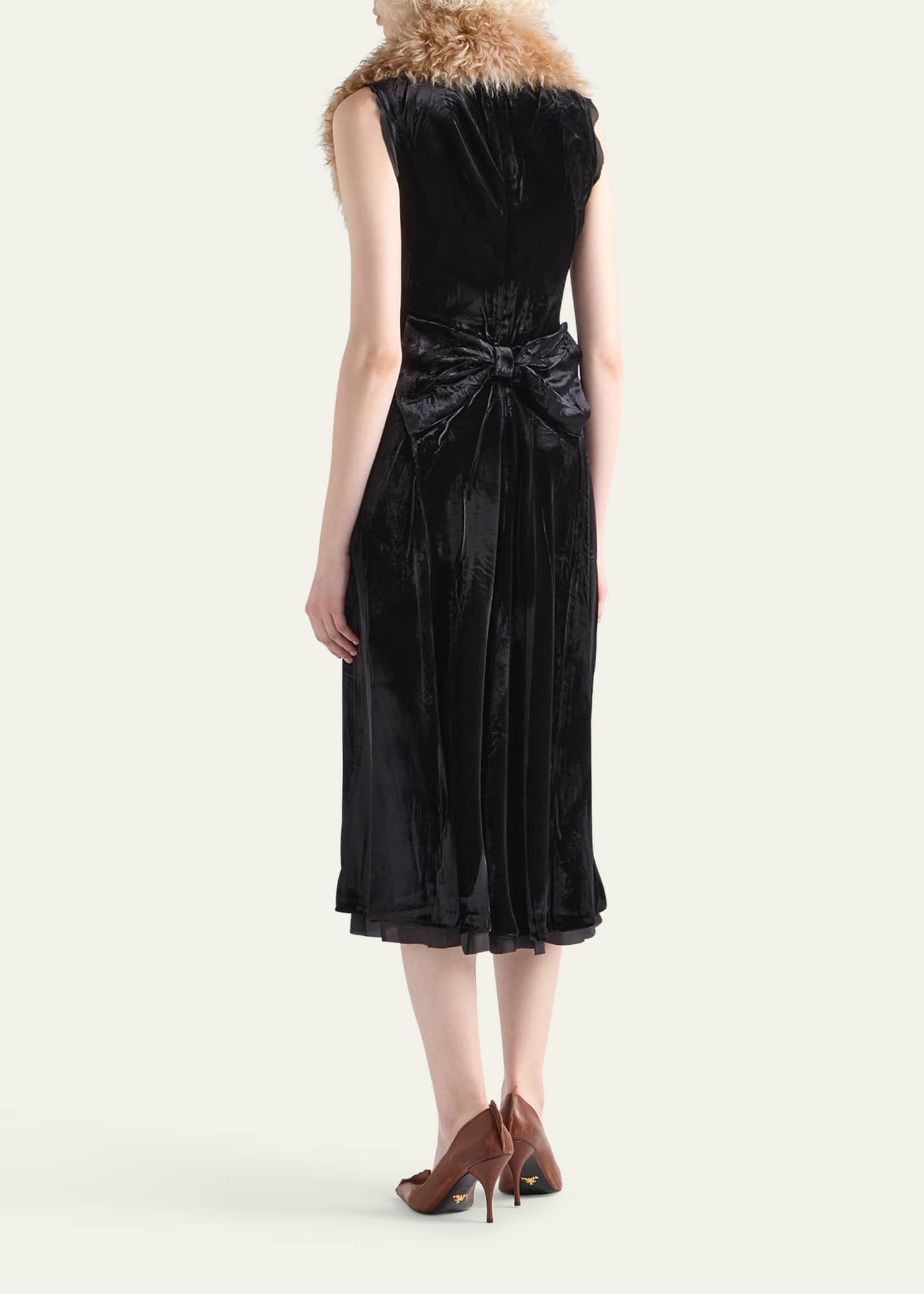 Prada Velvet Bow-Back Sleeveless Midi Dress - Bergdorf Goodman