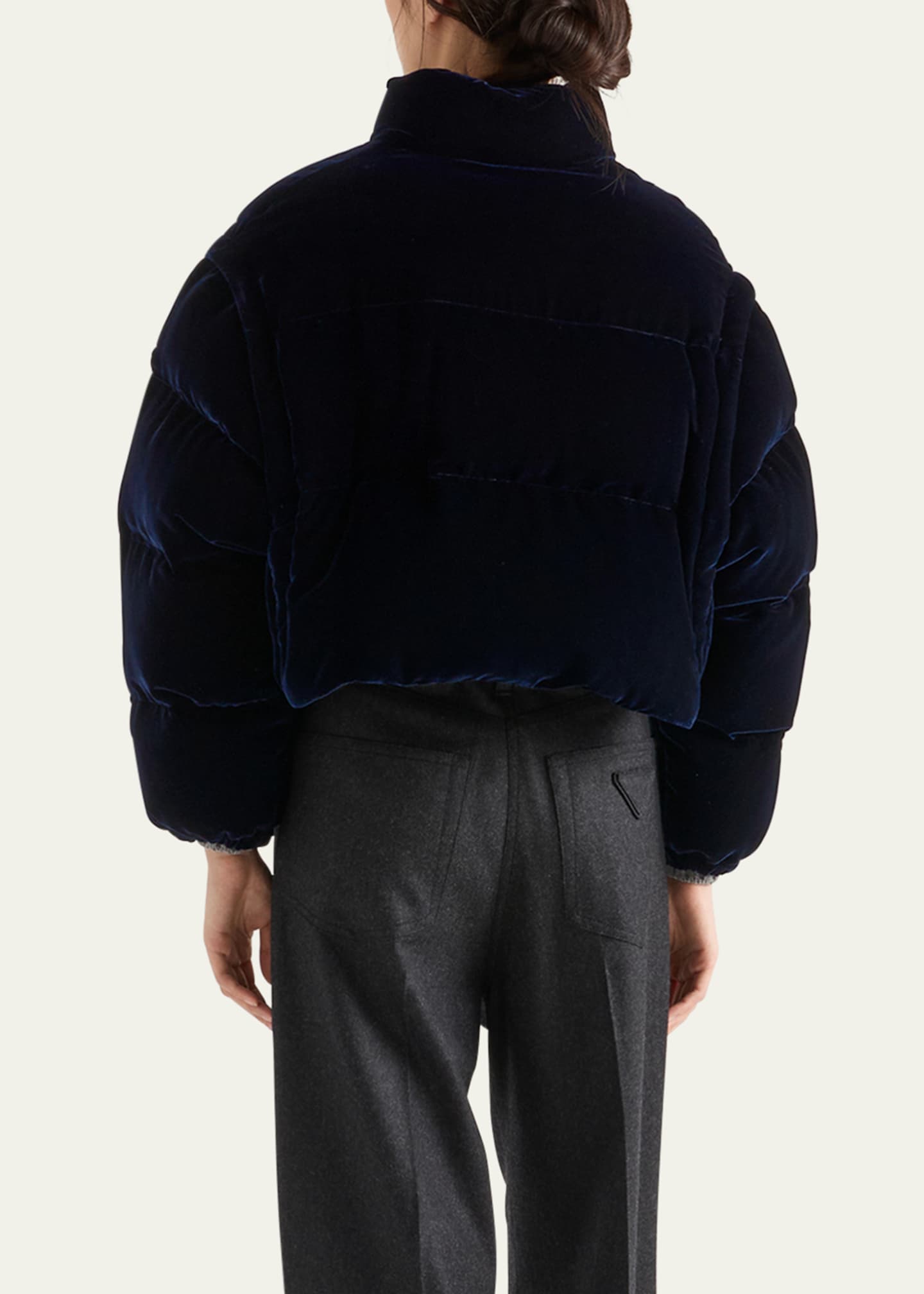 Prada Convertible Cropped Velvet Down Jacket - Bergdorf Goodman