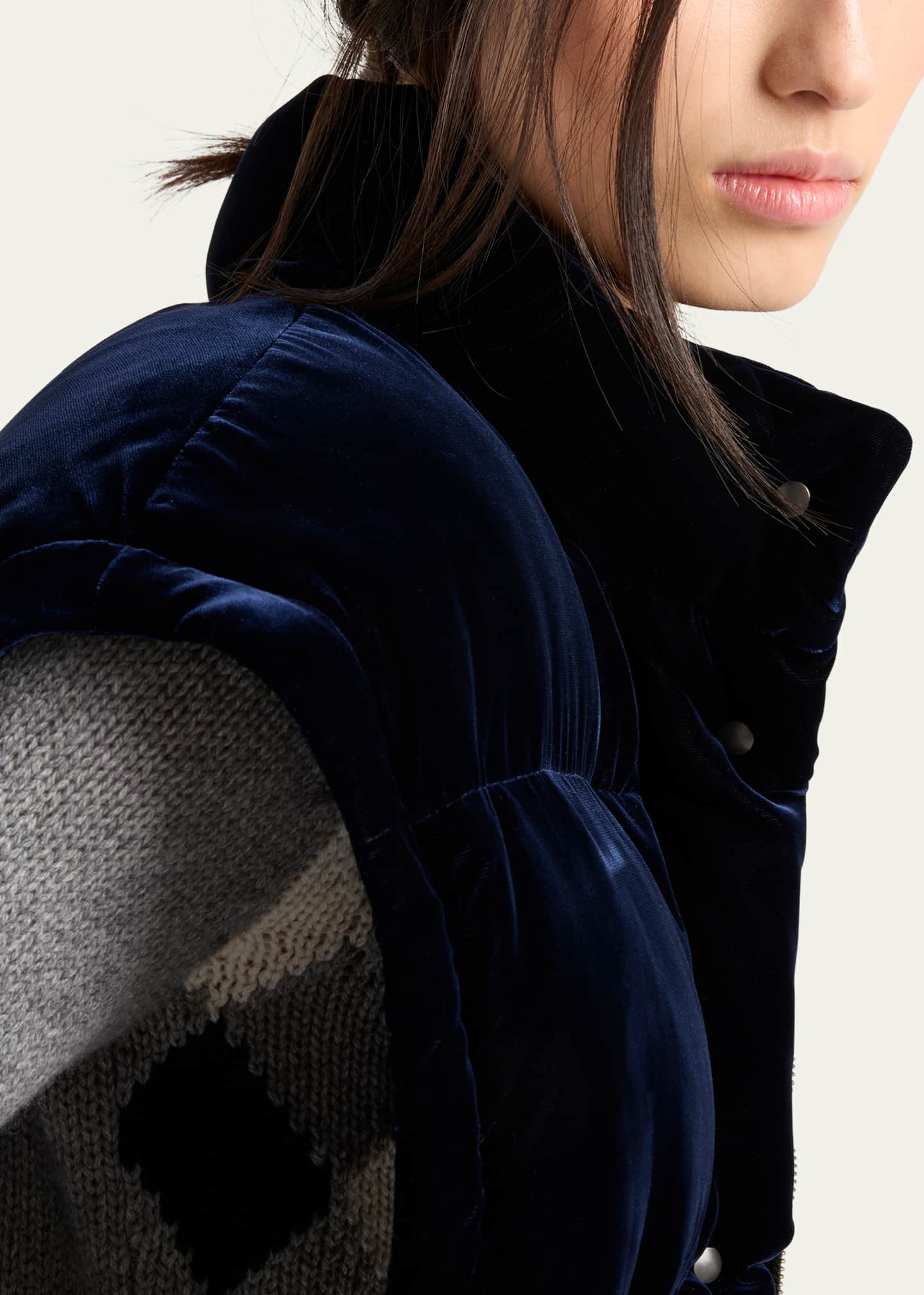 Prada Convertible Cropped Velvet Down Jacket - Bergdorf Goodman