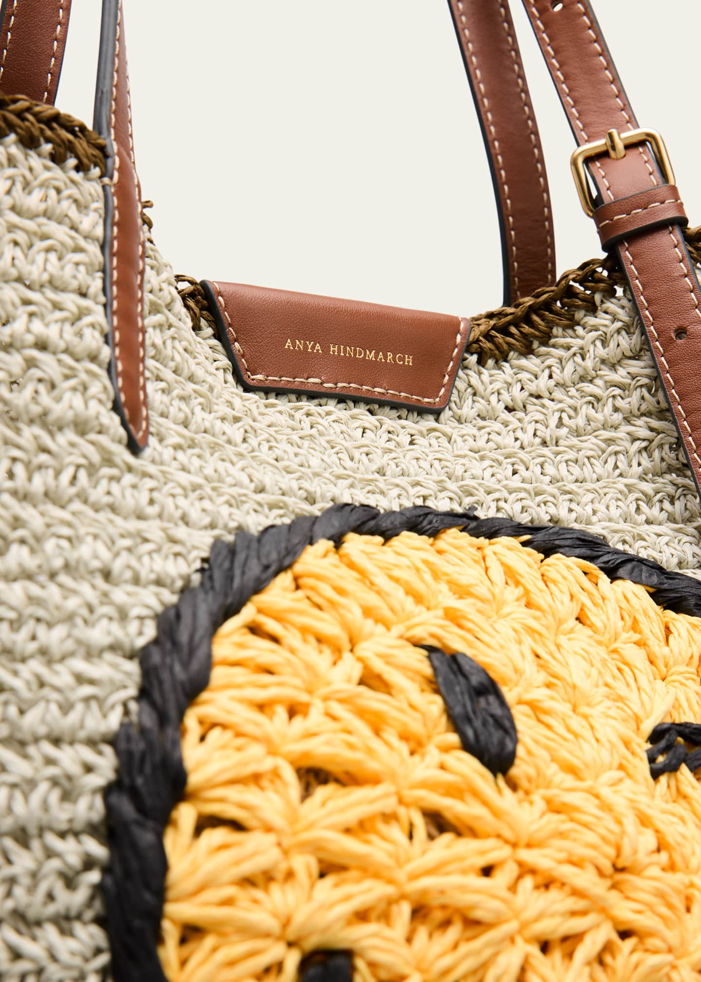 Anya Hindmarch Wink Embroidered Raffia Tote Bag - Bergdorf Goodman
