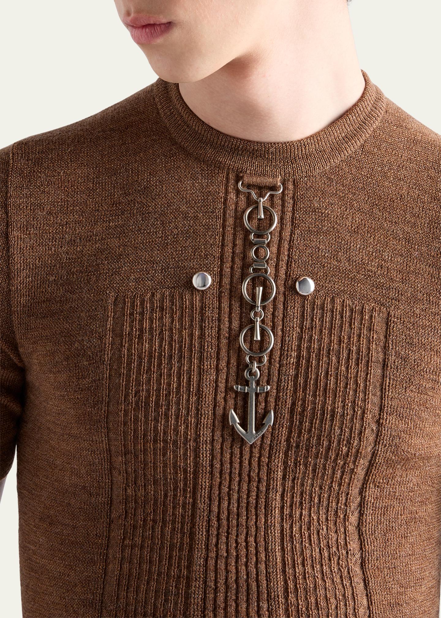 Prada Men's Wool Anchor Hardware Short-Sleeve Sweater - Bergdorf