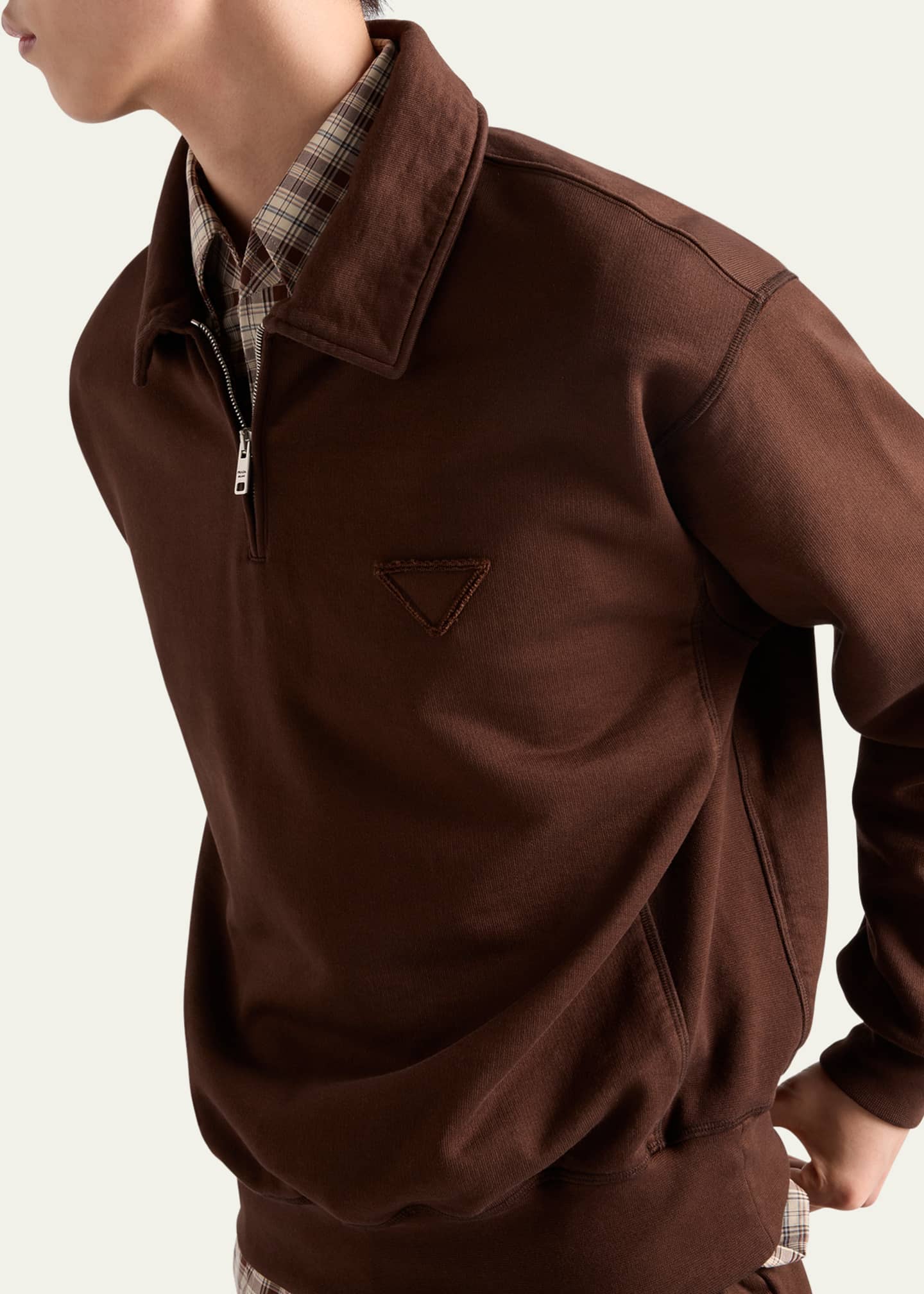Men's Cotton Triangle Chest Quarter-Zip Sweatshirt