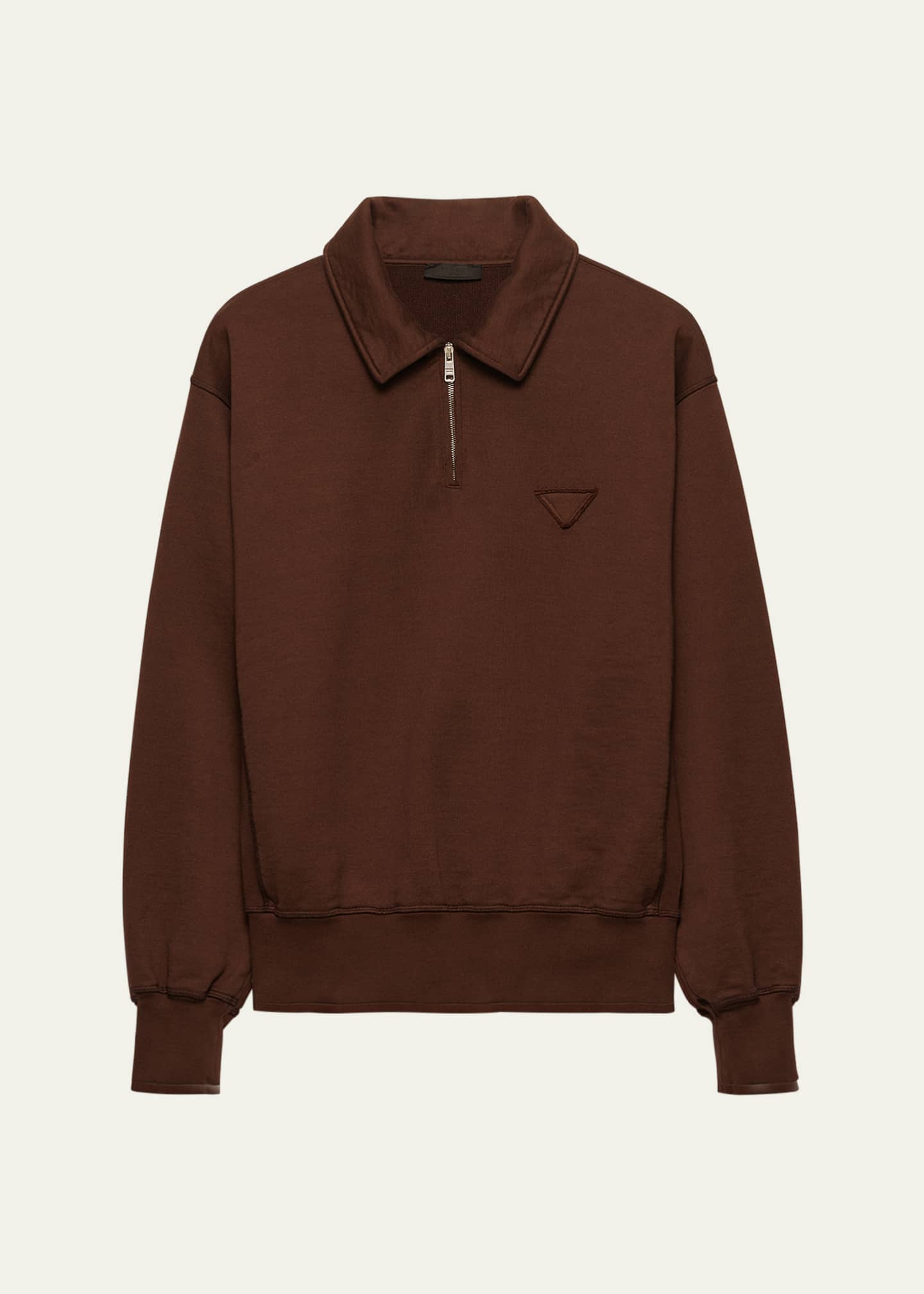 Prada Men's Cotton Triangle Chest Quarter-Zip Sweatshirt