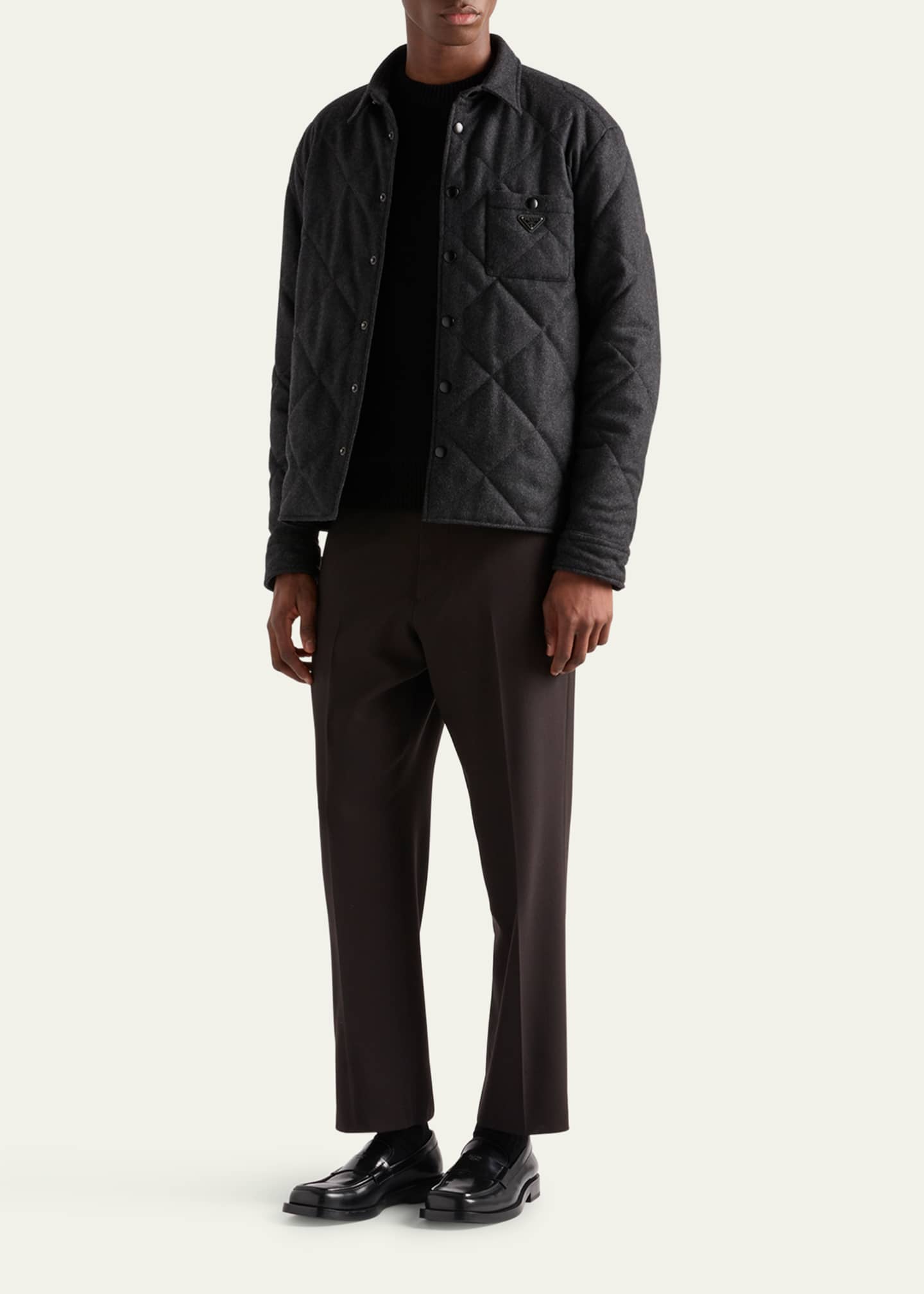 Men's Quilted Cashmere Snap-Front Overshirt