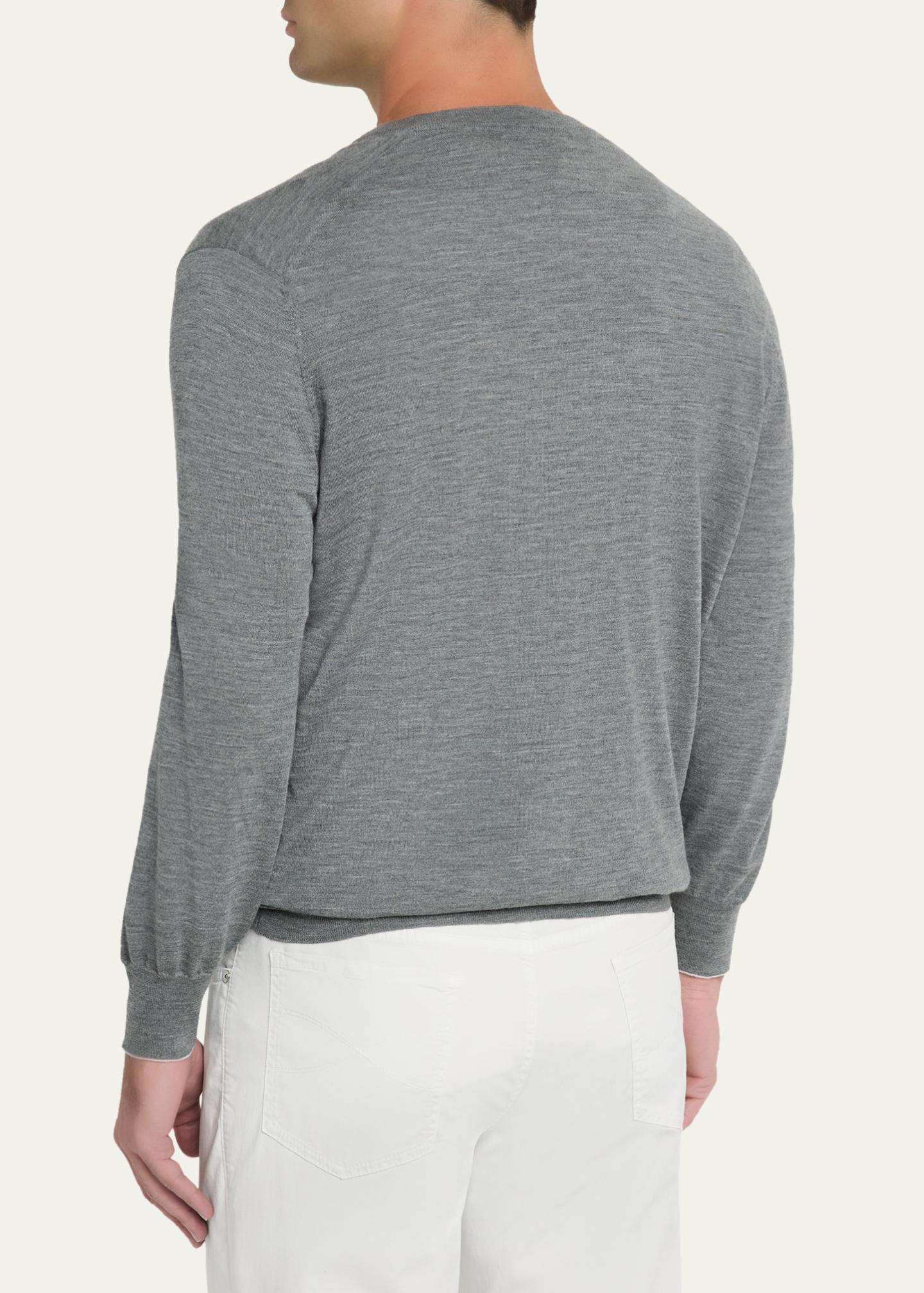 Brunello Cucinelli Men's Fine Gauge Wool and Cashmere V-Neck