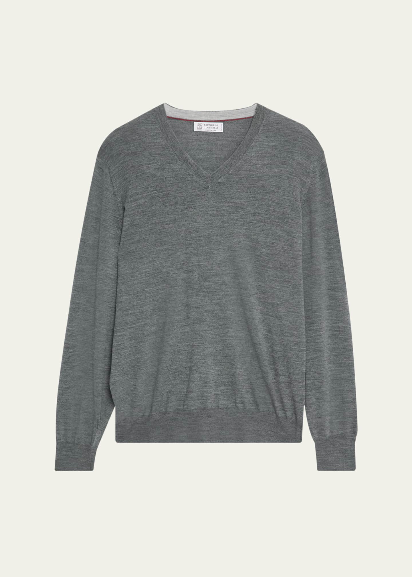 BRUNELLO CUCINELLI Vネック　カシミヤ100% セーター　M Brunello Cucinelli Men's Fine Gauge Wool and Cashmere V-Neck