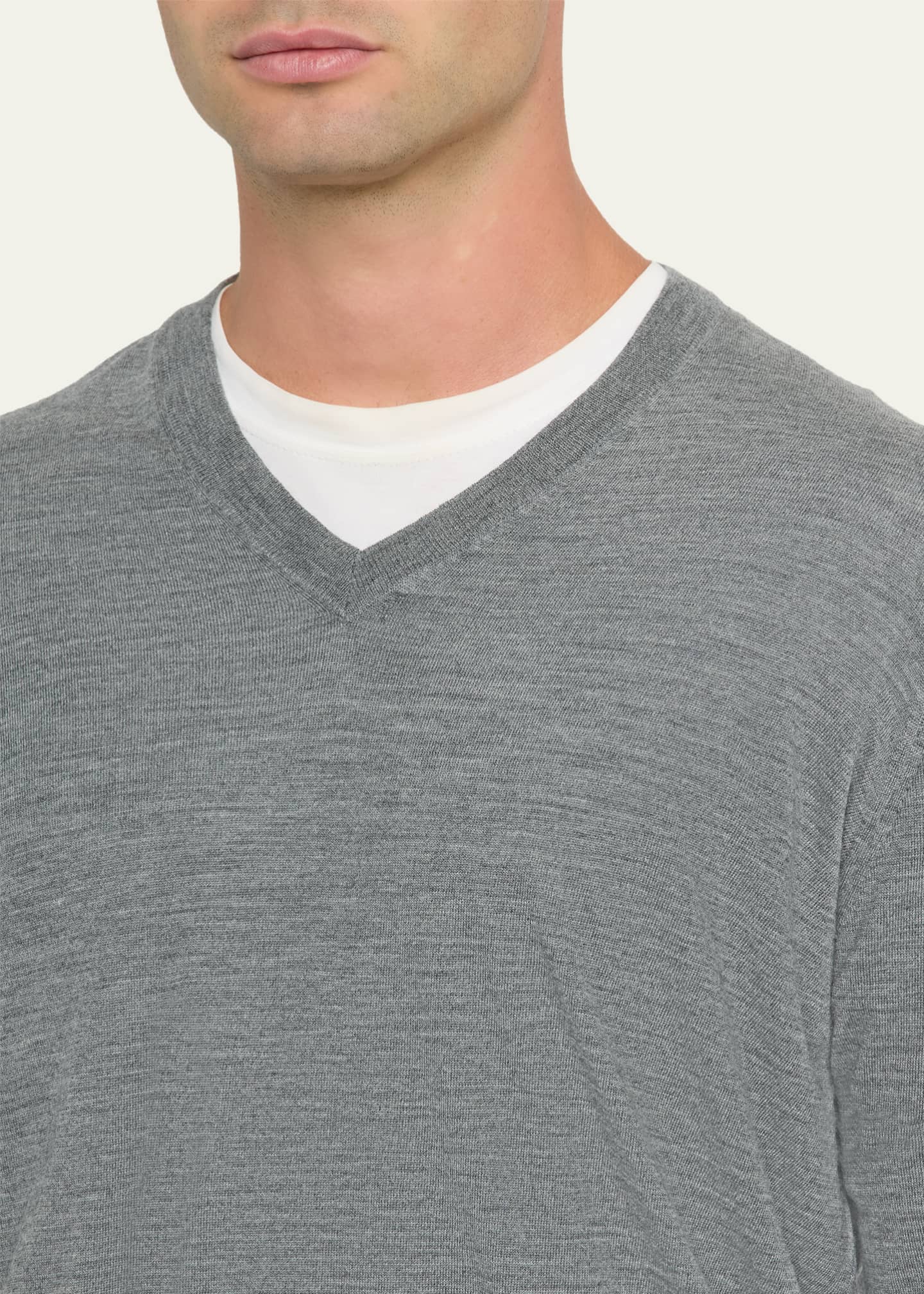 Brunello Cucinelli Men's Fine Gauge Wool and Cashmere V-Neck