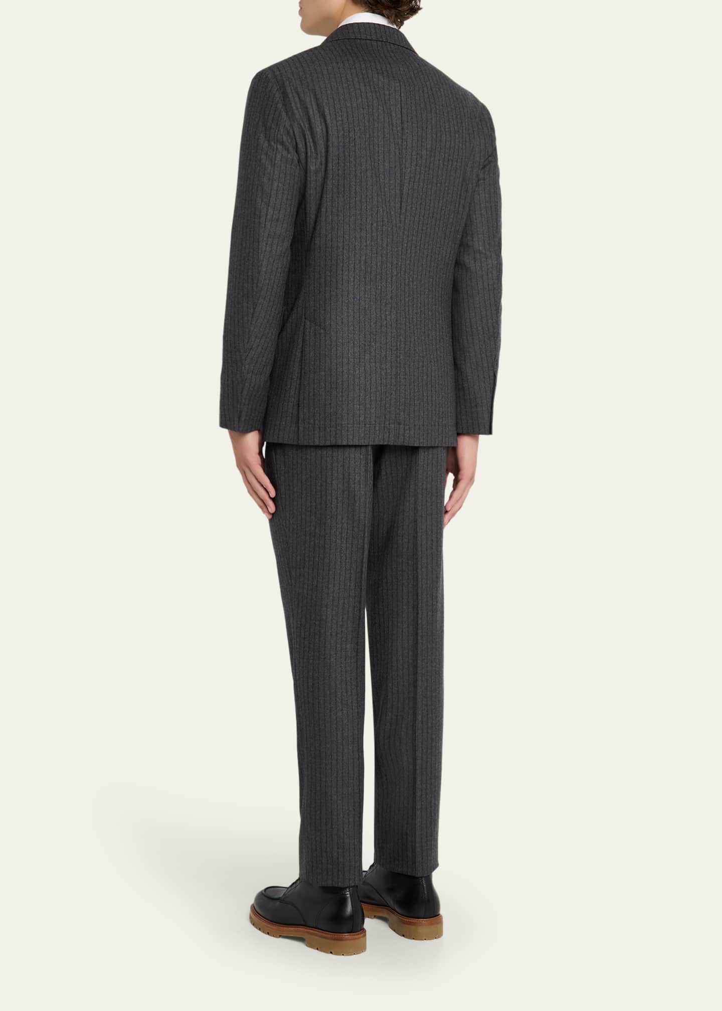 Brunello Cucinelli Men's Virgin Wool Chalk Stripe Notch Lapel