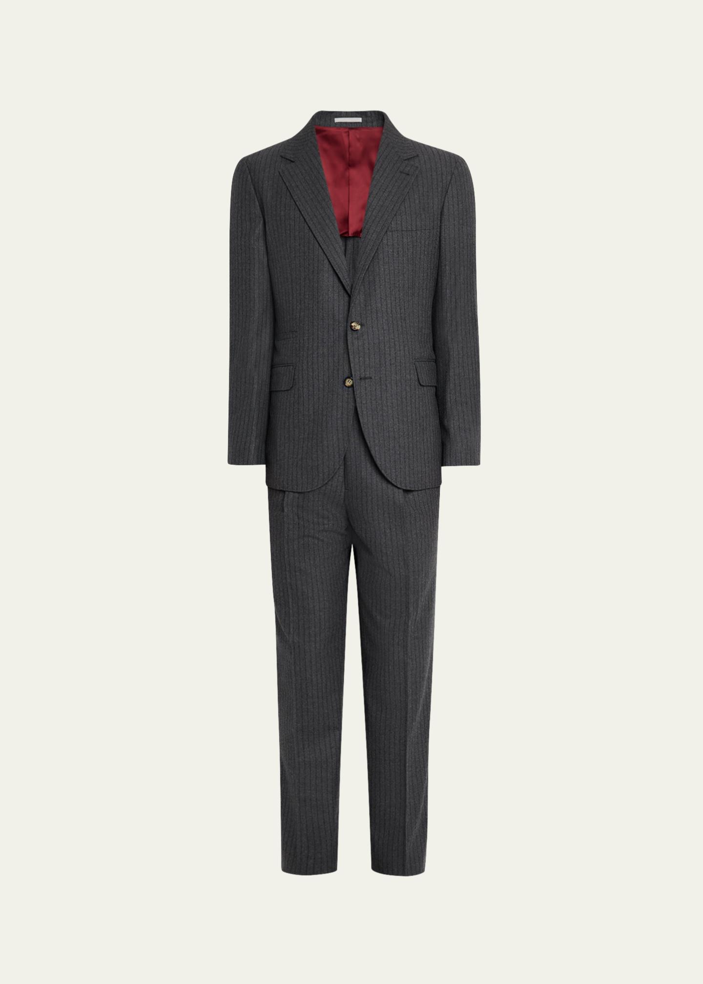 Brunello Cucinelli Men's Virgin Wool Chalk Stripe Notch Lapel