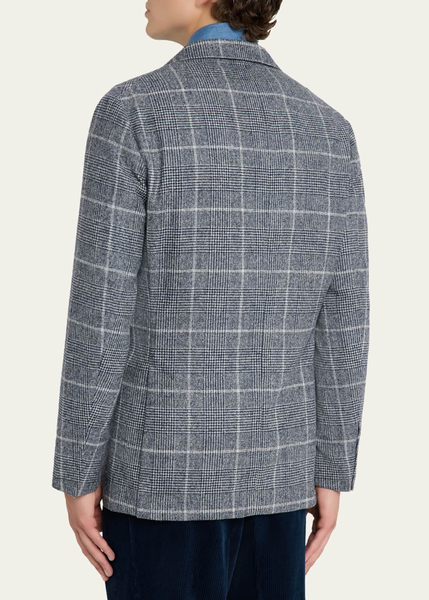 Brunello Cucinelli Men's Overplaid Metal-Button Sport Coat