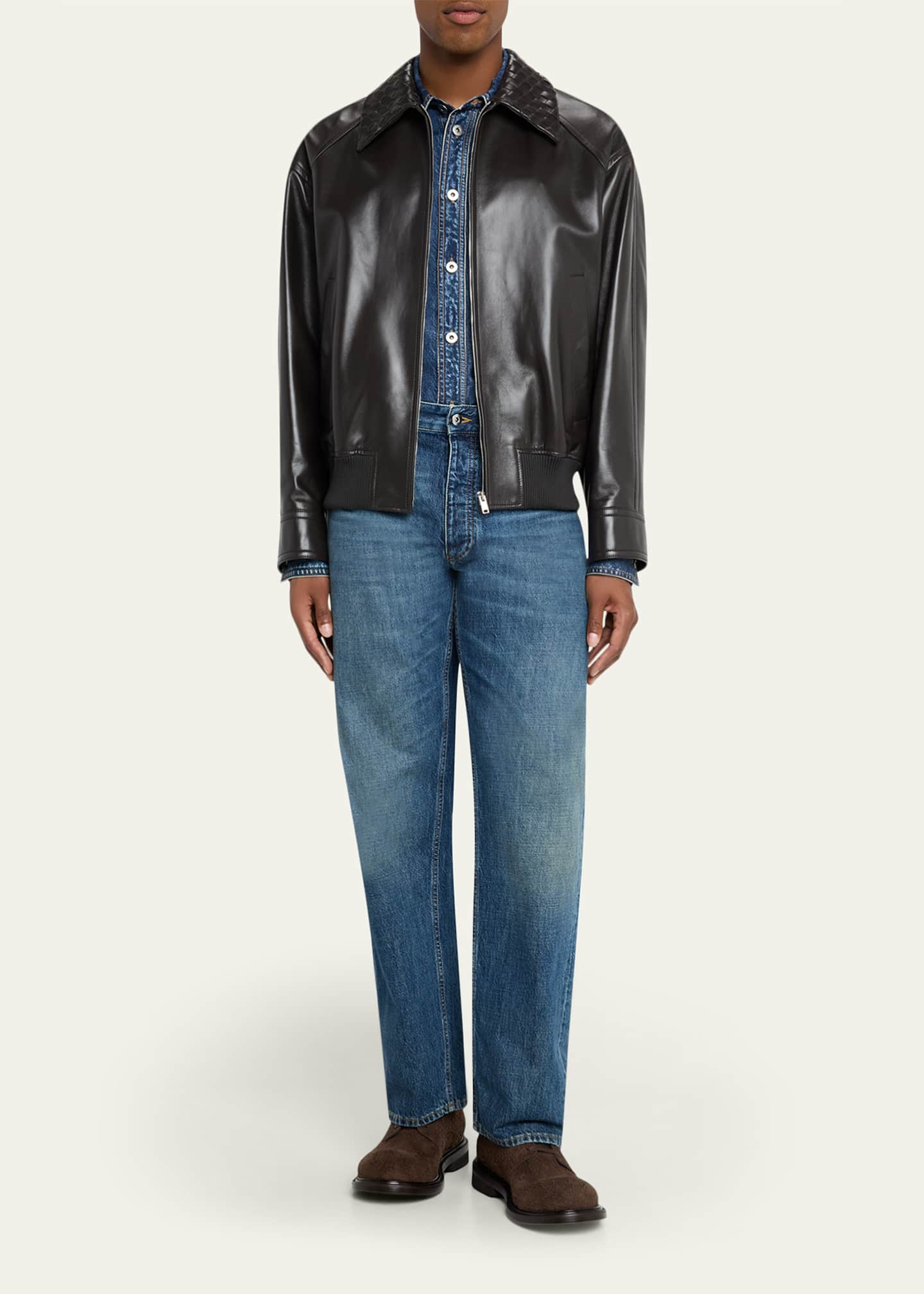 Bottega Veneta Men's Dark Brown Nappa Leather Blouson Jacket