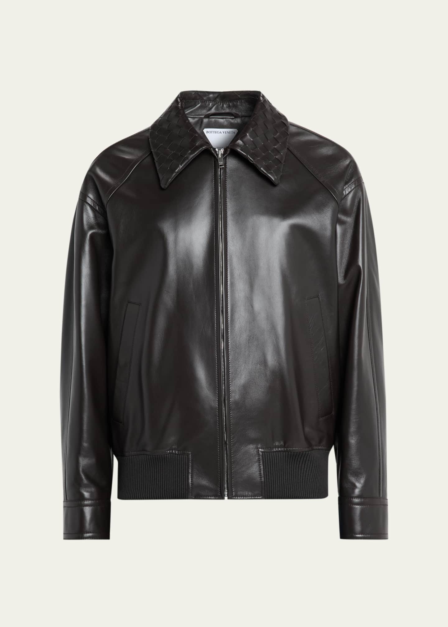 Bottega Veneta Men's Dark Brown Nappa Leather Blouson Jacket