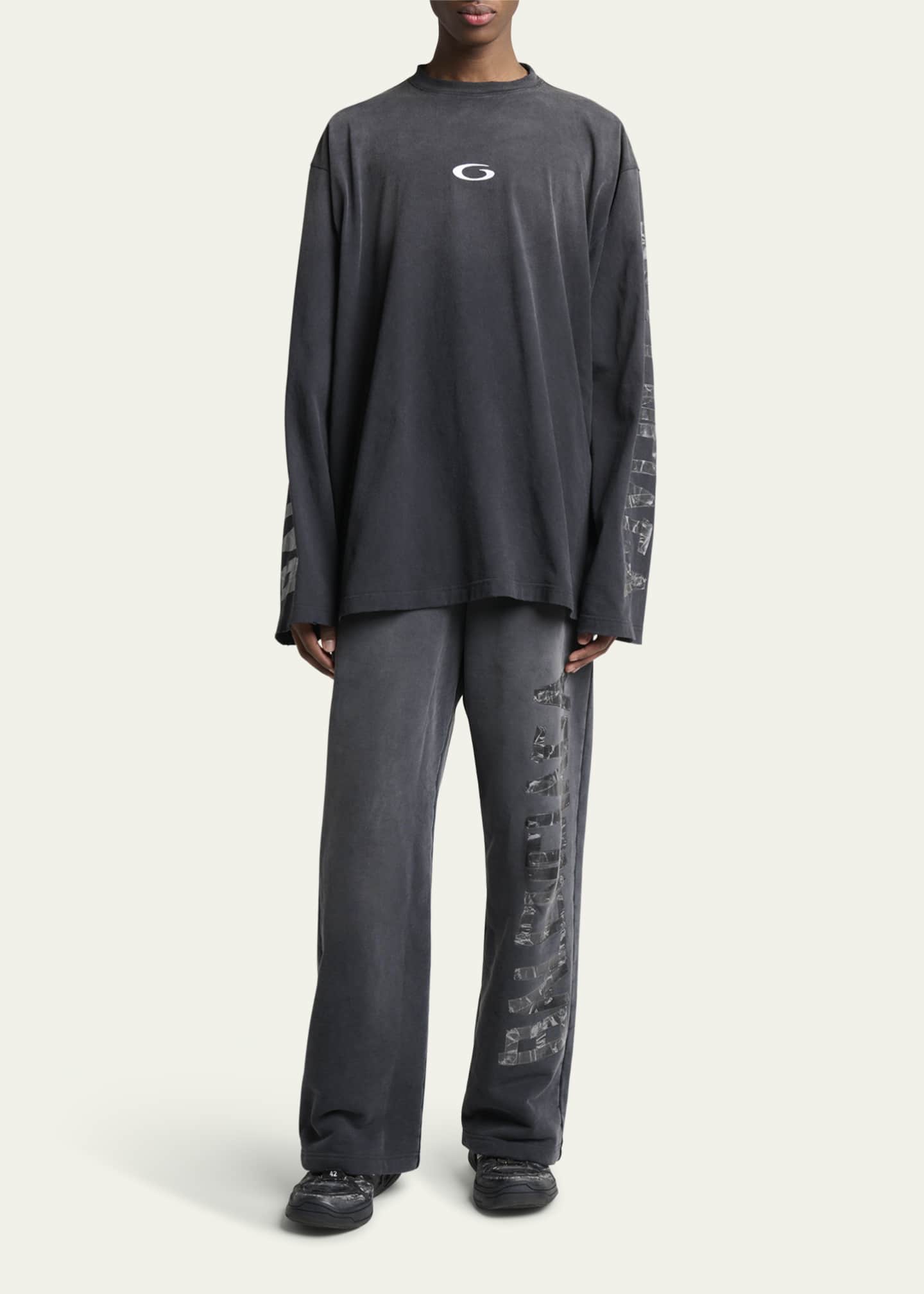 Balenciaga Men's Security Tape Oversized Long-Sleeve T-Shirt