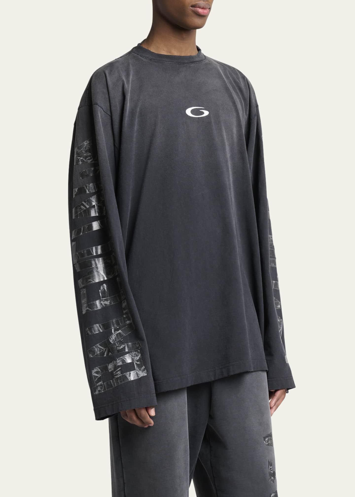 Balenciaga Men's Security Tape Oversized Long-Sleeve T-Shirt