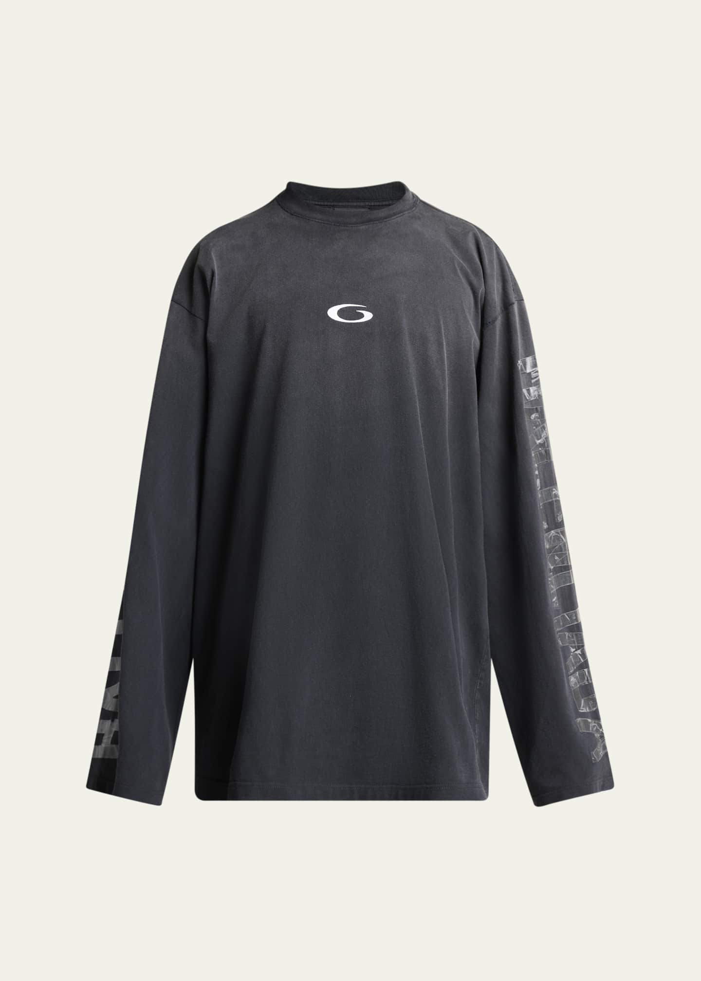 Balenciaga Men's Security Tape Oversized Long-Sleeve T-Shirt