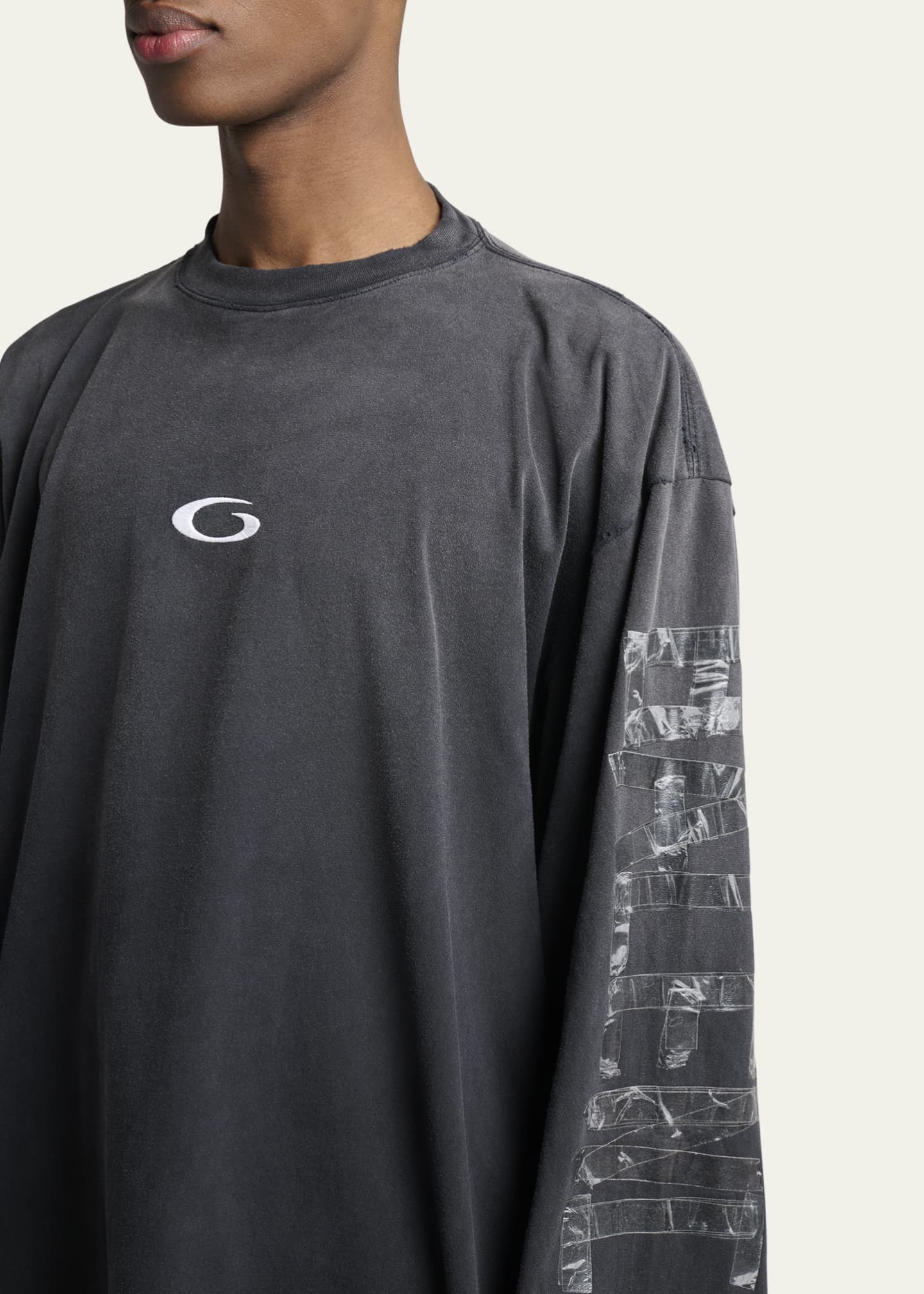 Balenciaga Men's Security Tape Oversized Long-Sleeve T-Shirt