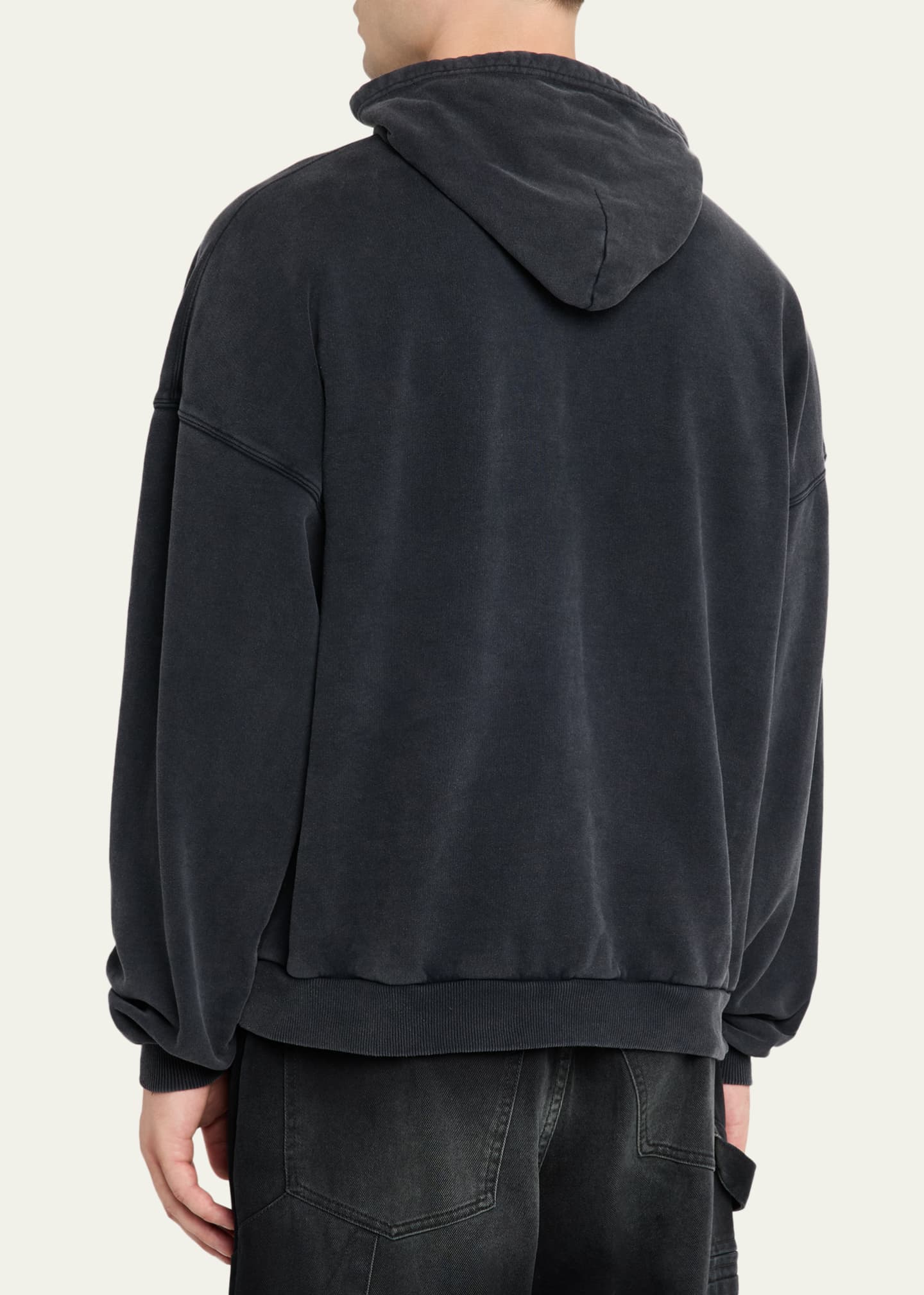Men's Faded Black Terry BB Stencil Hoodie
