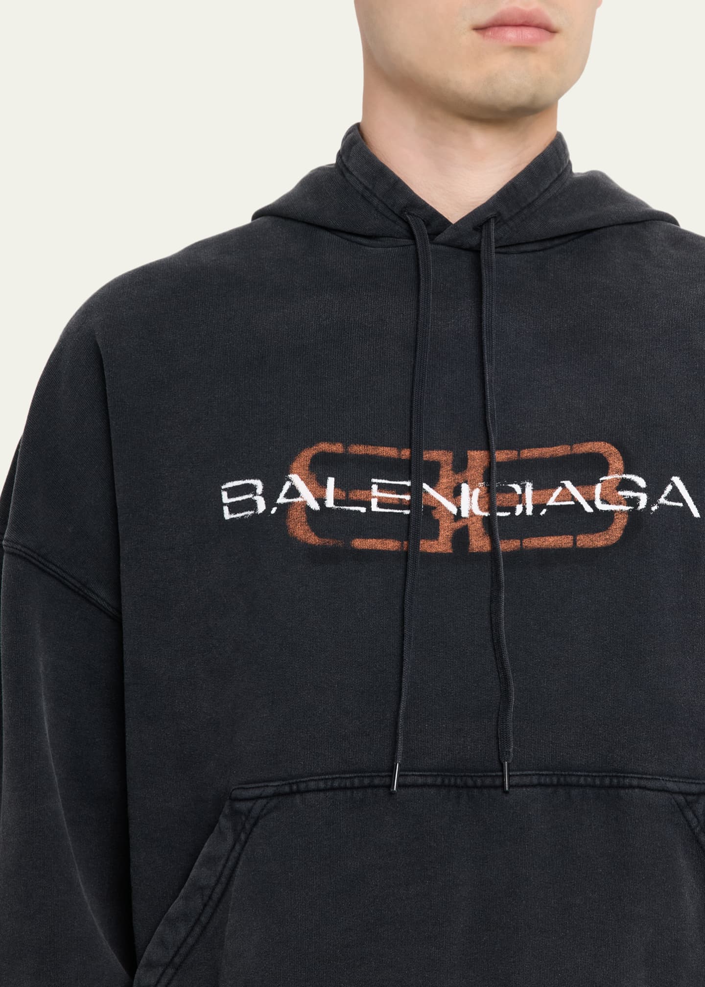 Men's Faded Black Terry BB Stencil Hoodie