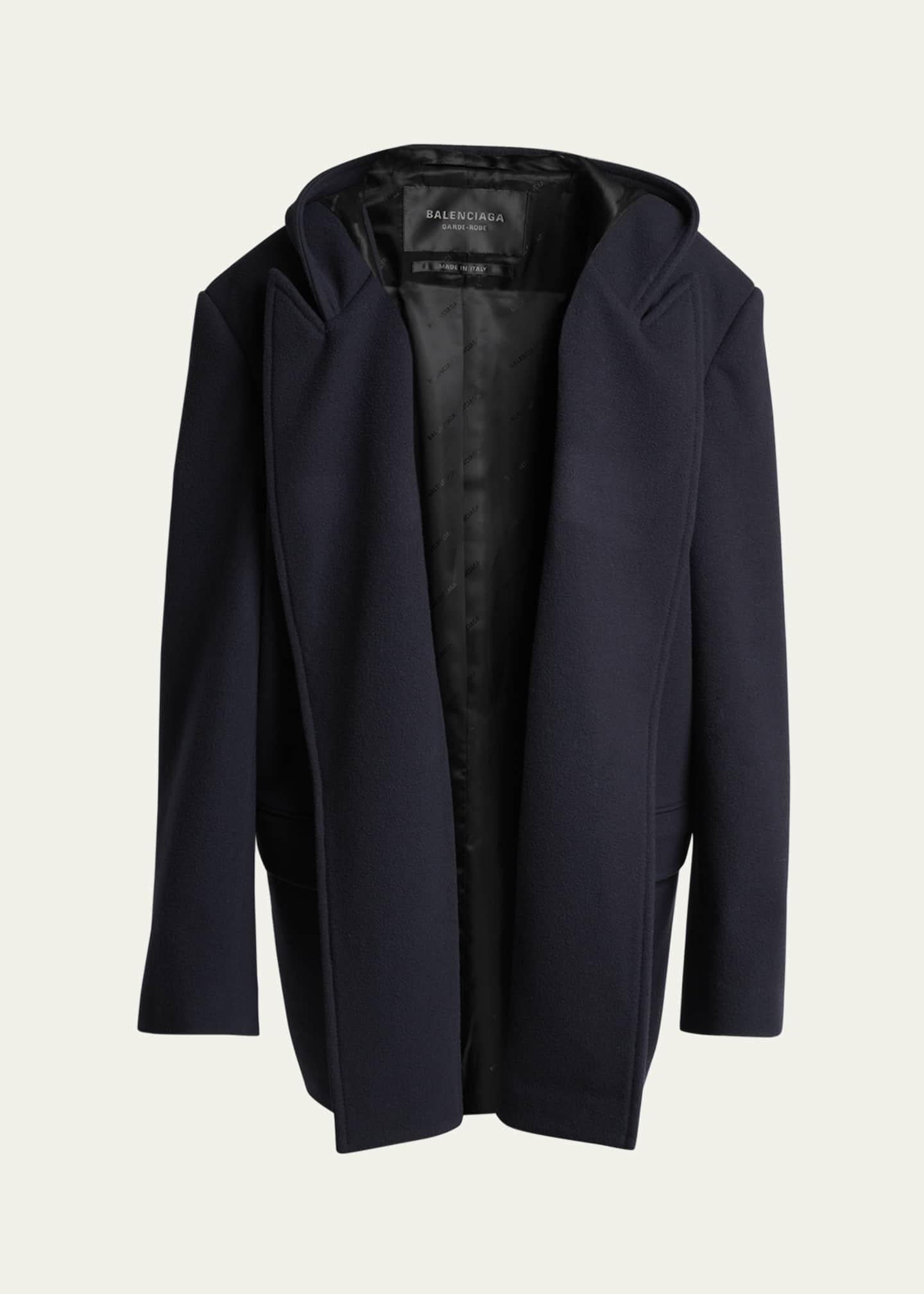 Balenciaga Men's Wool Oversized Hooded Short Coat - Bergdorf Goodman