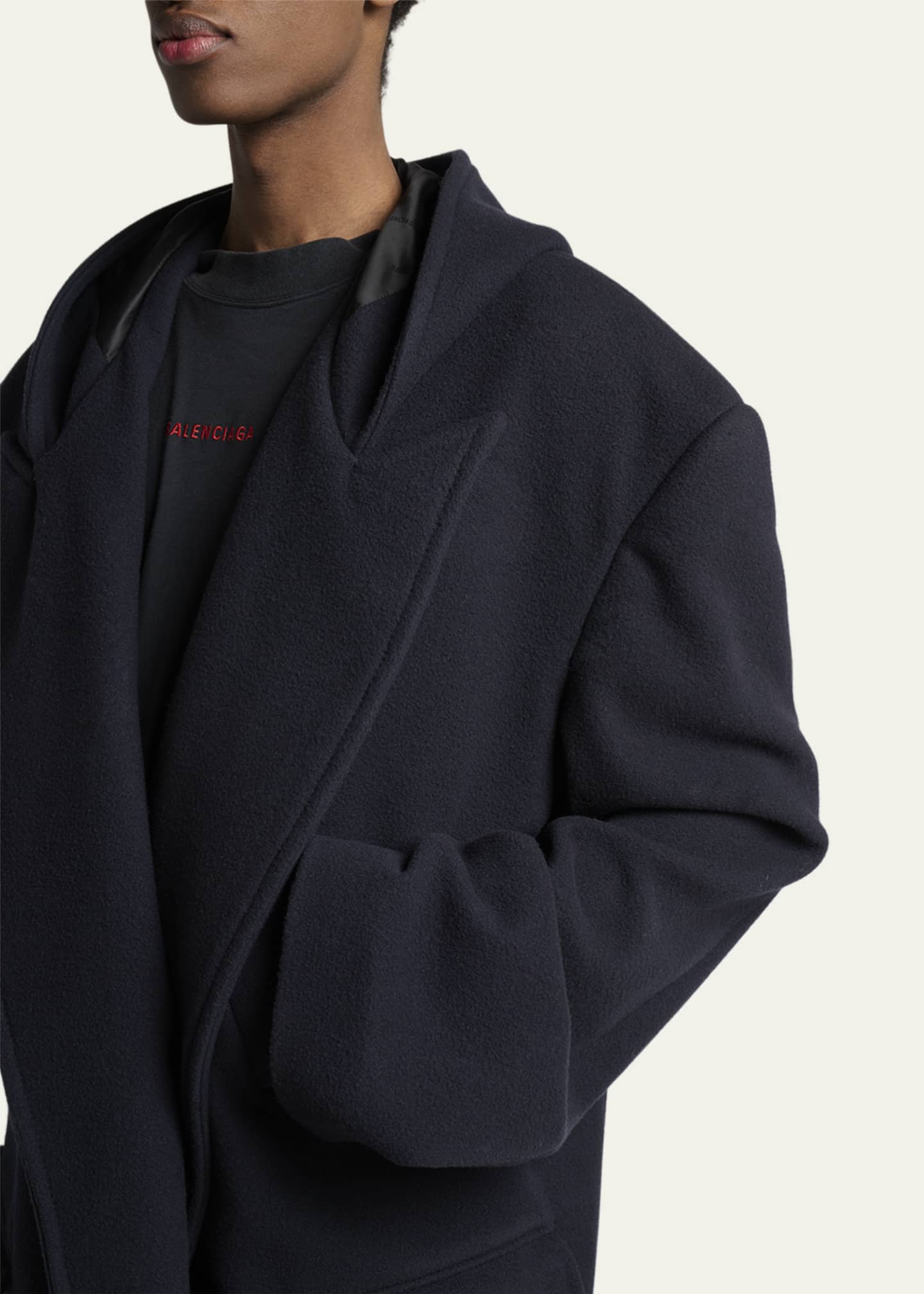 Balenciaga Men's Wool Oversized Hooded Short Coat - Bergdorf Goodman