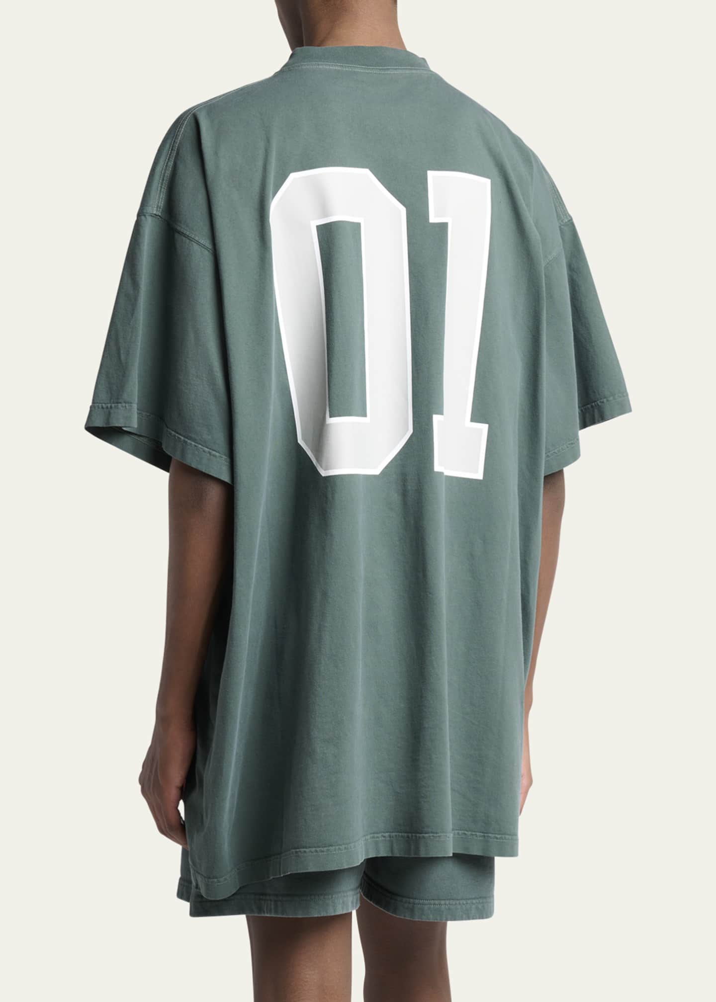 Balenciaga Men's Basketball Logo Oversized Fit T-Shirt