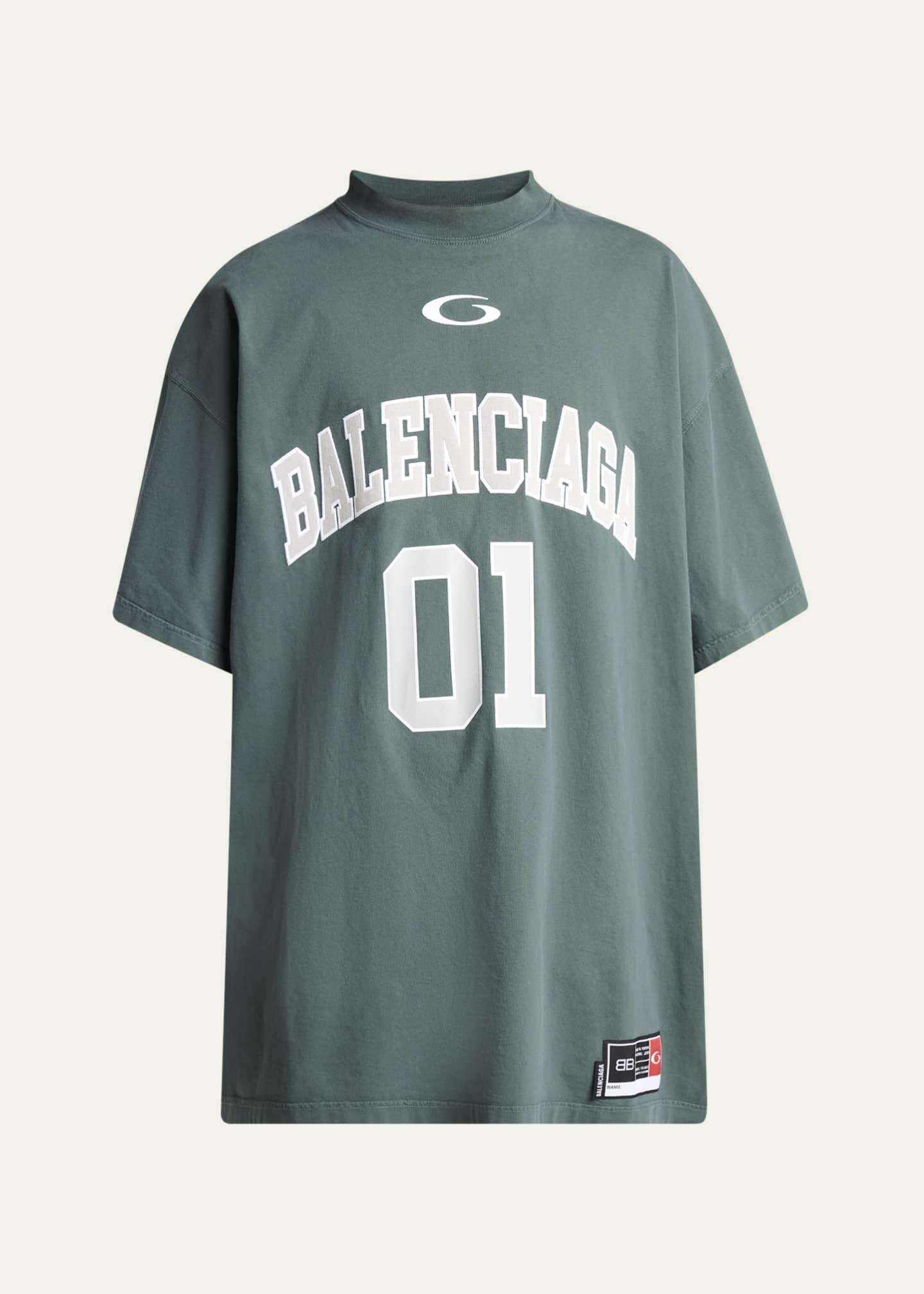 Balenciaga Men's Basketball Logo Oversized Fit T-Shirt - Bergdorf