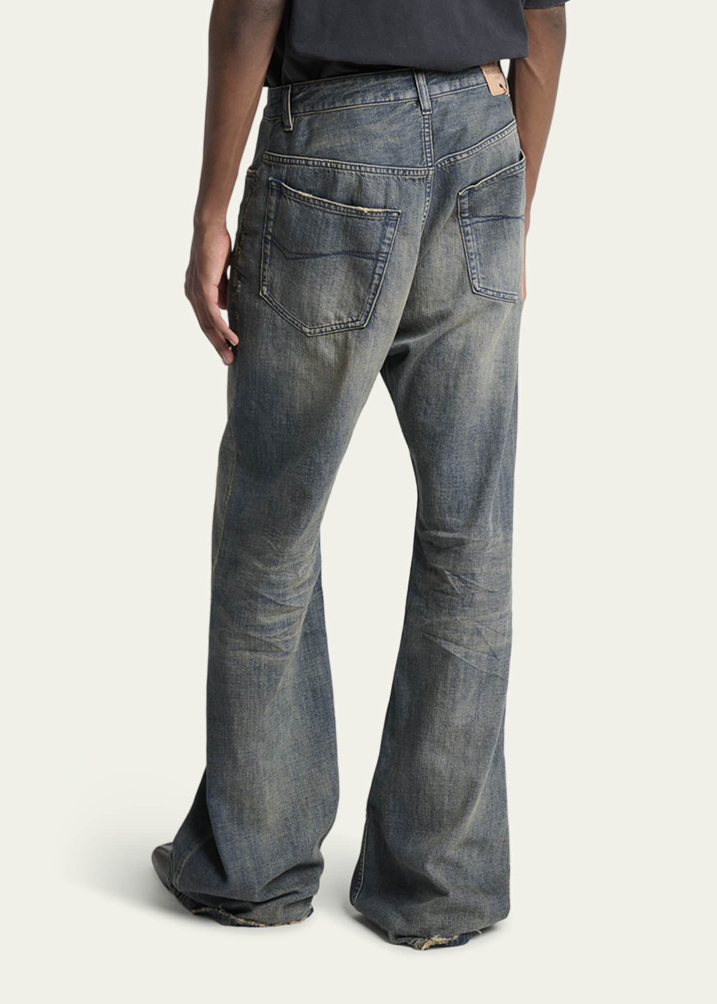 Balenciaga Men's Faded Denim Relaxed-Fit Bootcut Jeans - Bergdorf