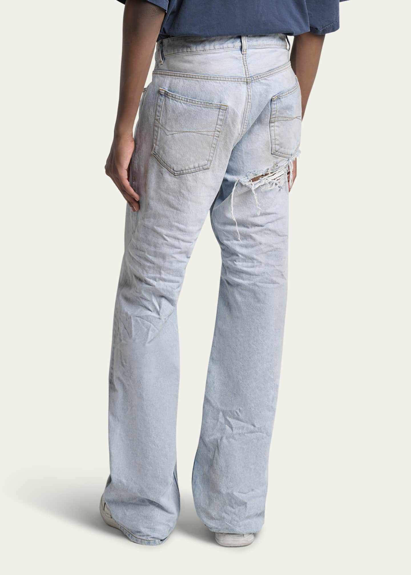 Balenciaga Men's Distressed Denim Relaxed-Fit Jeans - Bergdorf Goodman