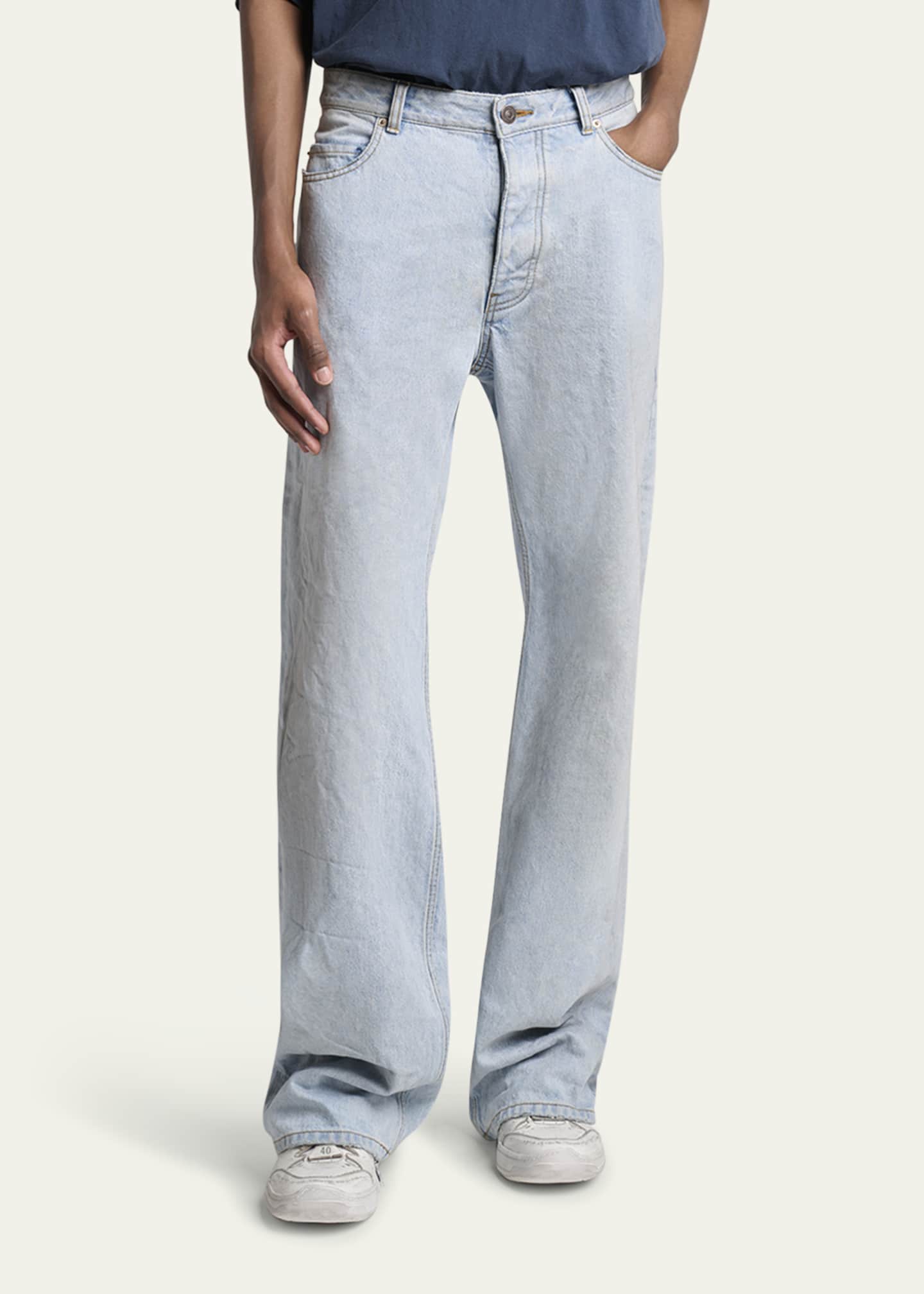 Balenciaga Men's Distressed Denim Relaxed-Fit Jeans - Bergdorf Goodman