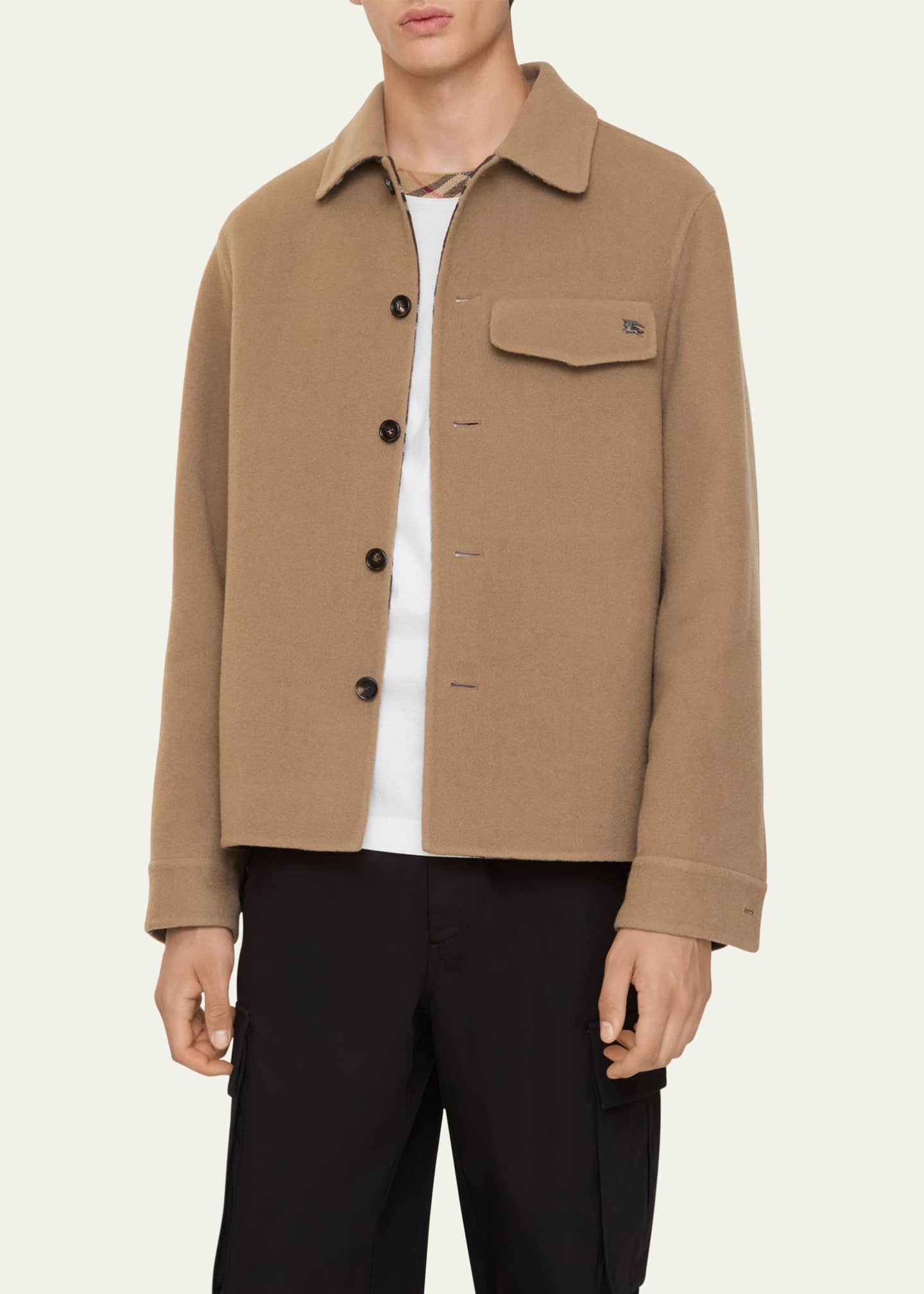 Burberry Men's Wool EKD-Pocket Overshirt - Bergdorf Goodman