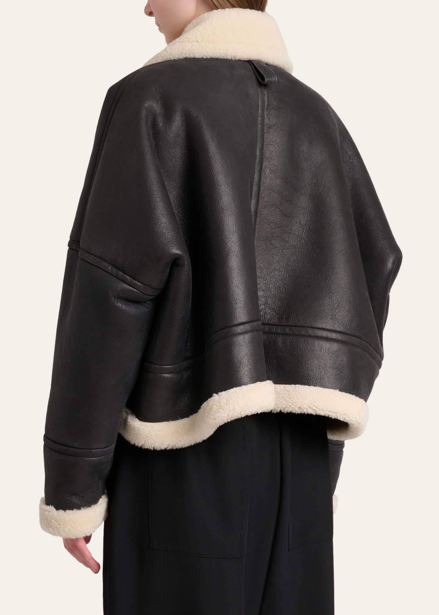 Alya Lamb Shearling Oversized Aviator Jacket