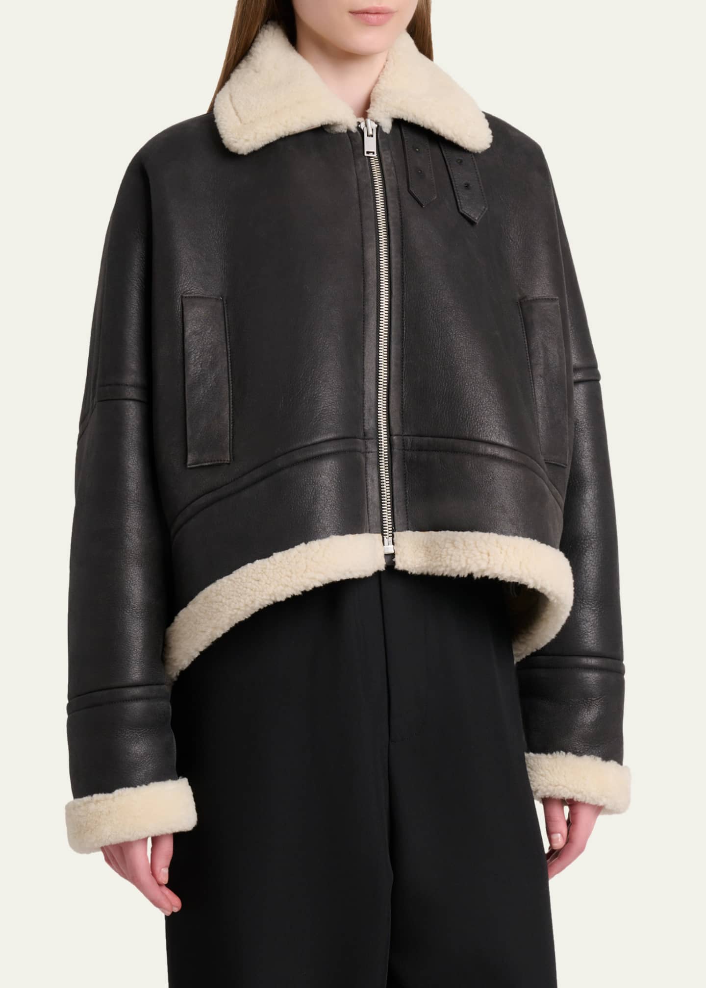 Alya Lamb Shearling Oversized Aviator Jacket