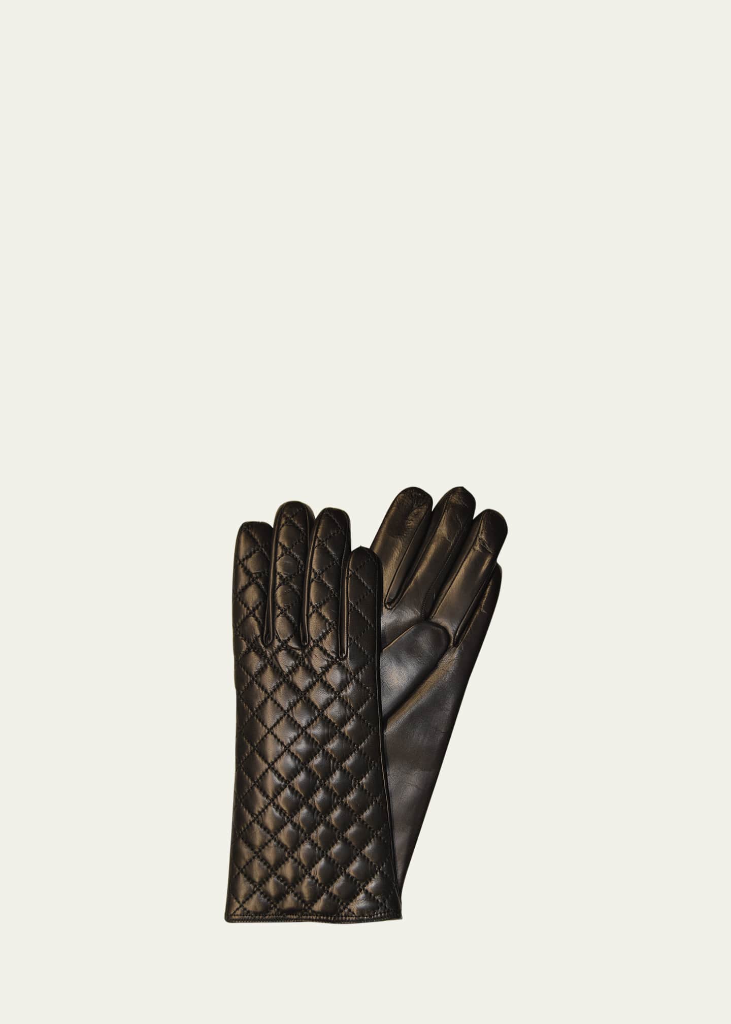 Guanti Giglio Fiorentino Quilted Leather Gloves w Cashmere Lining