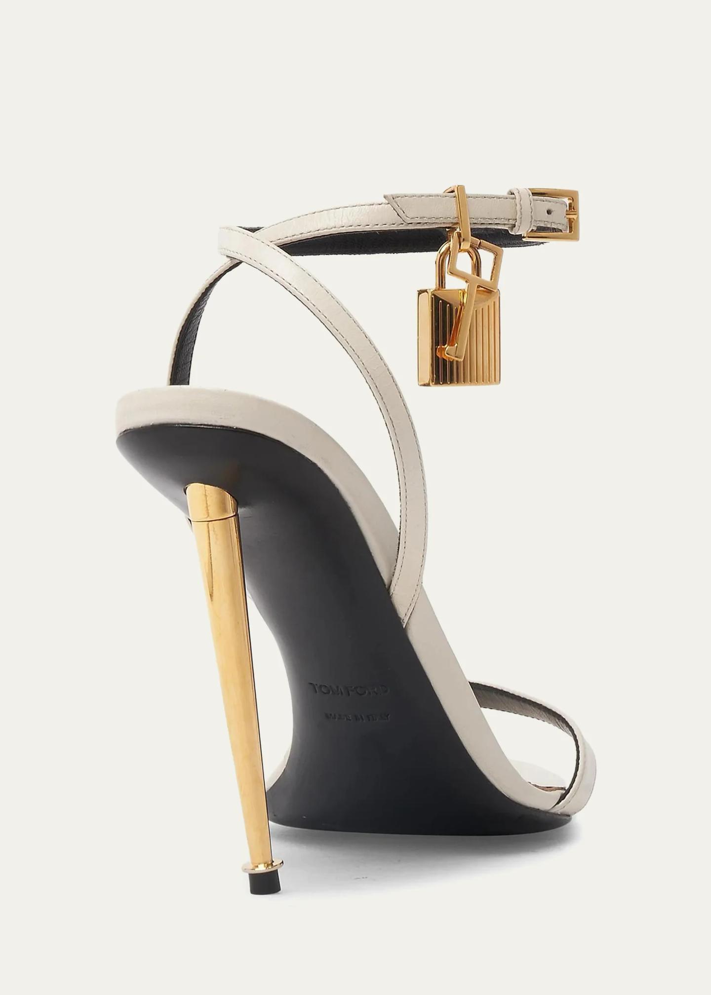 TOM FORD Padlock 105MM Leather Point-Toe Ankle-Strap Sandals - Bergdorf ...