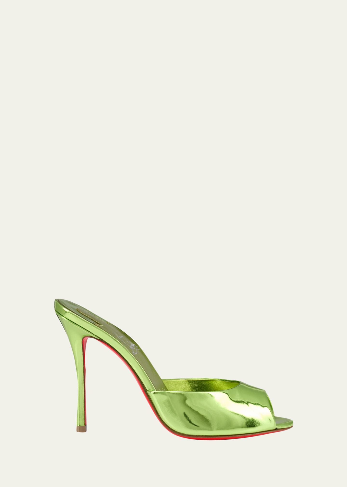 Christian Louboutin 100mm Me Dolly Metallic Leather Slide Sandals