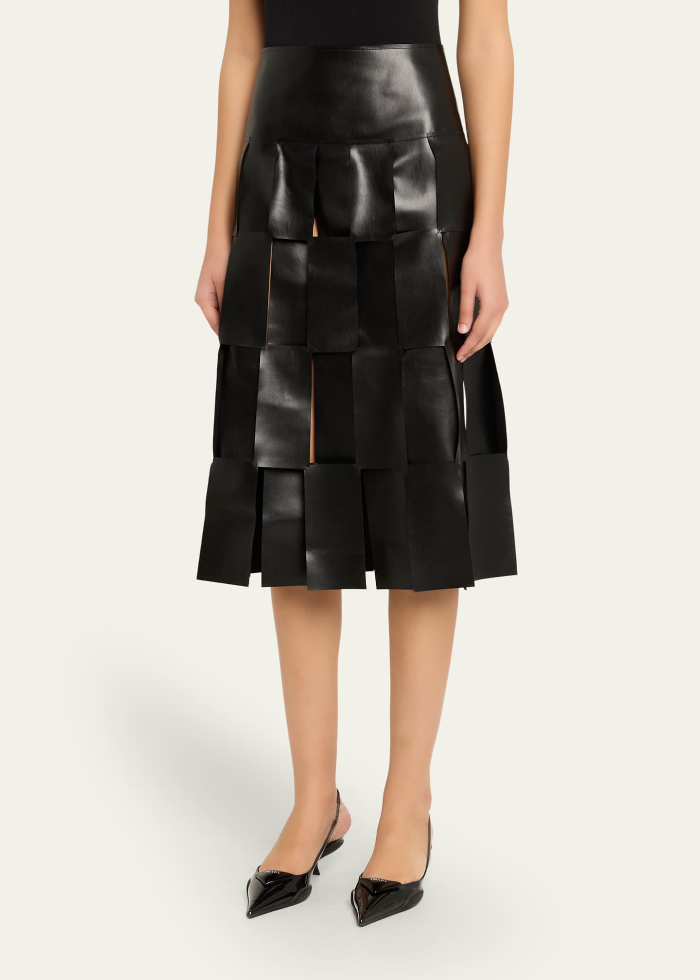 A.W.A.K.E. MODE Faux Leather Multi-Rectangle Midi Skirt - Bergdorf