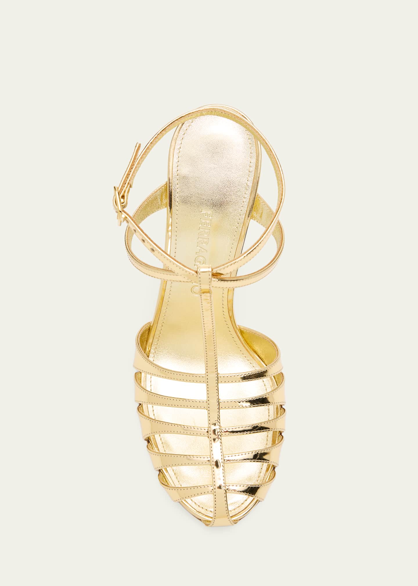 Ferragamo 95mm Lipa Metallic Leather Sandals - Bergdorf Goodman