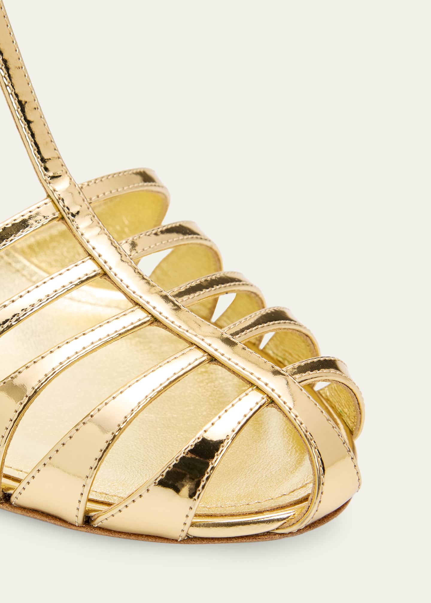 新品 Ferragamo イエロー サンダル Ferragamo 95mm Lipa Metallic Leather Sandals - Bergdorf Goodman