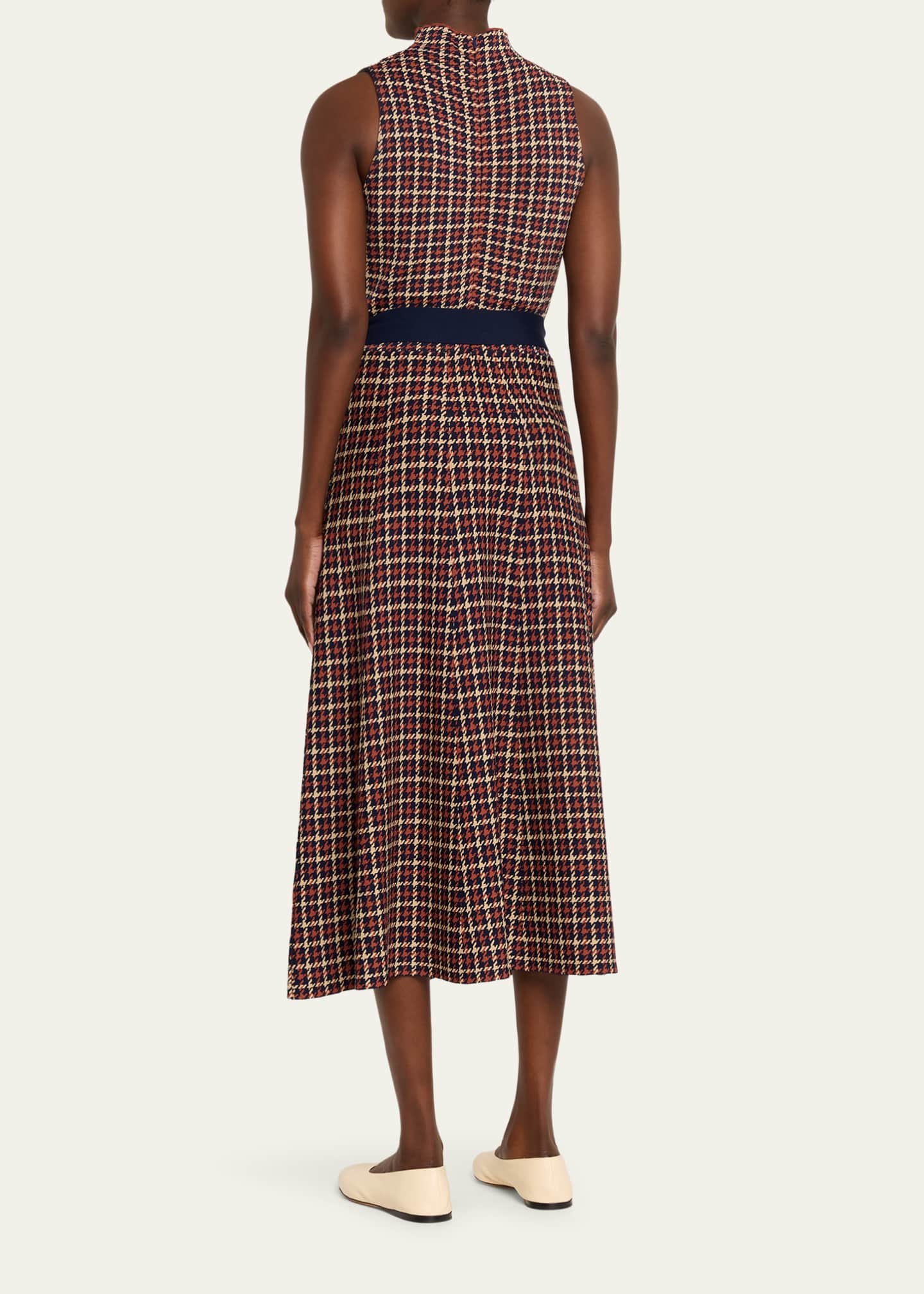 Brice Belted Plaid Knit Midi Dress