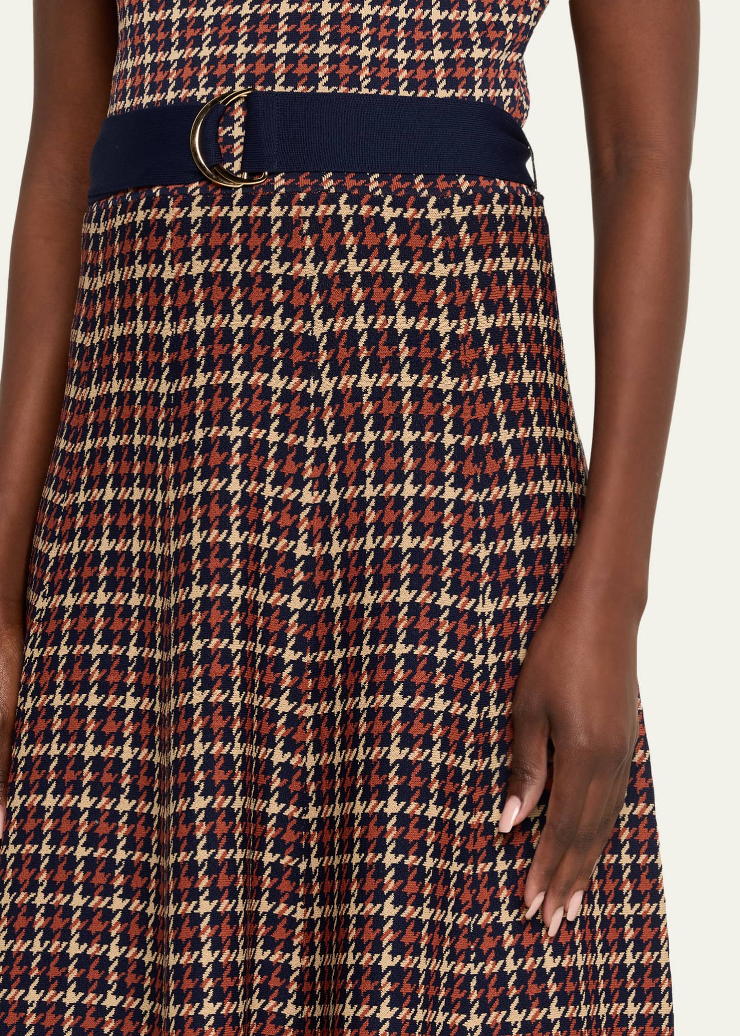 Brice Belted Plaid Knit Midi Dress